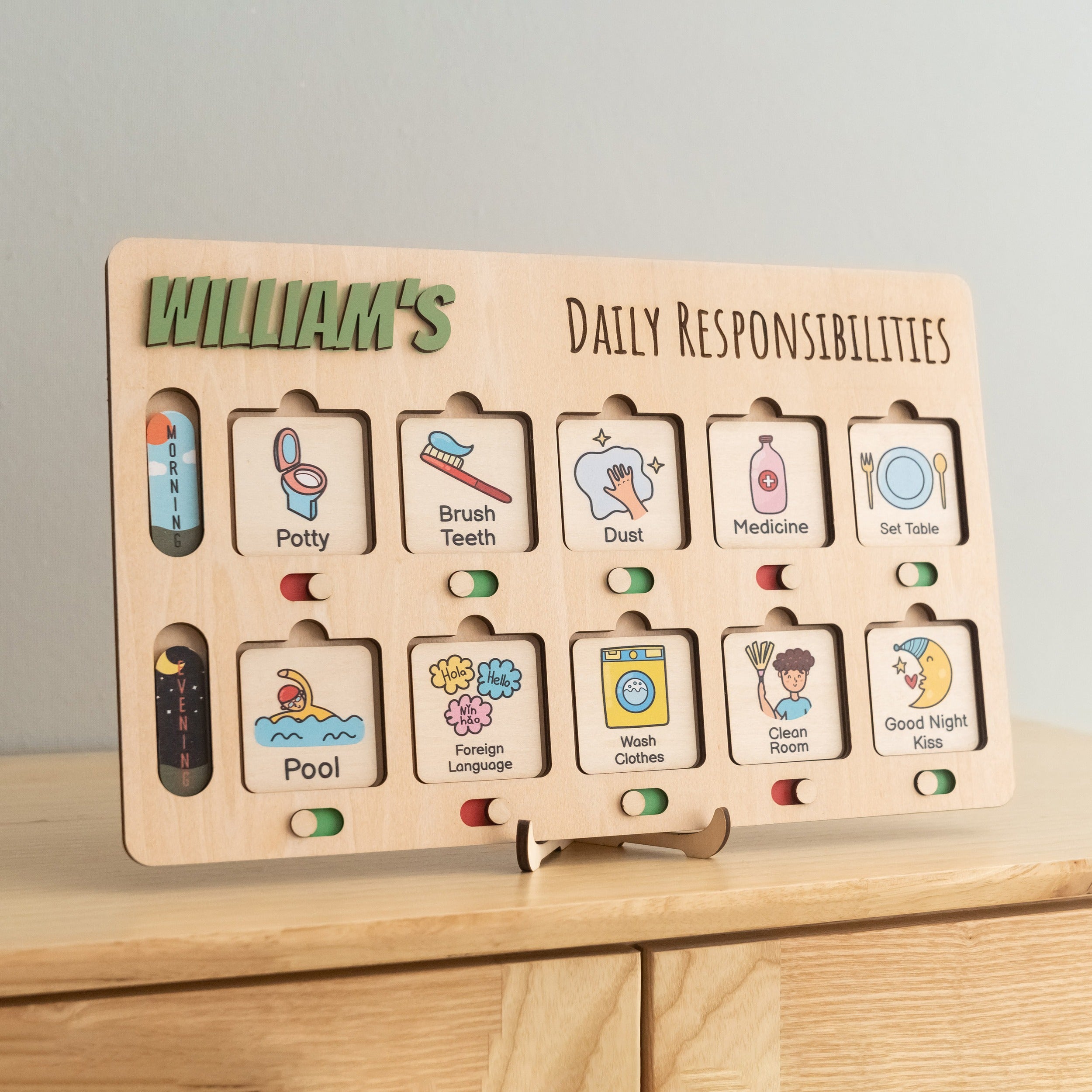 Wooden Chore Chart For Kids Wood for Daily Routine Chart Y95