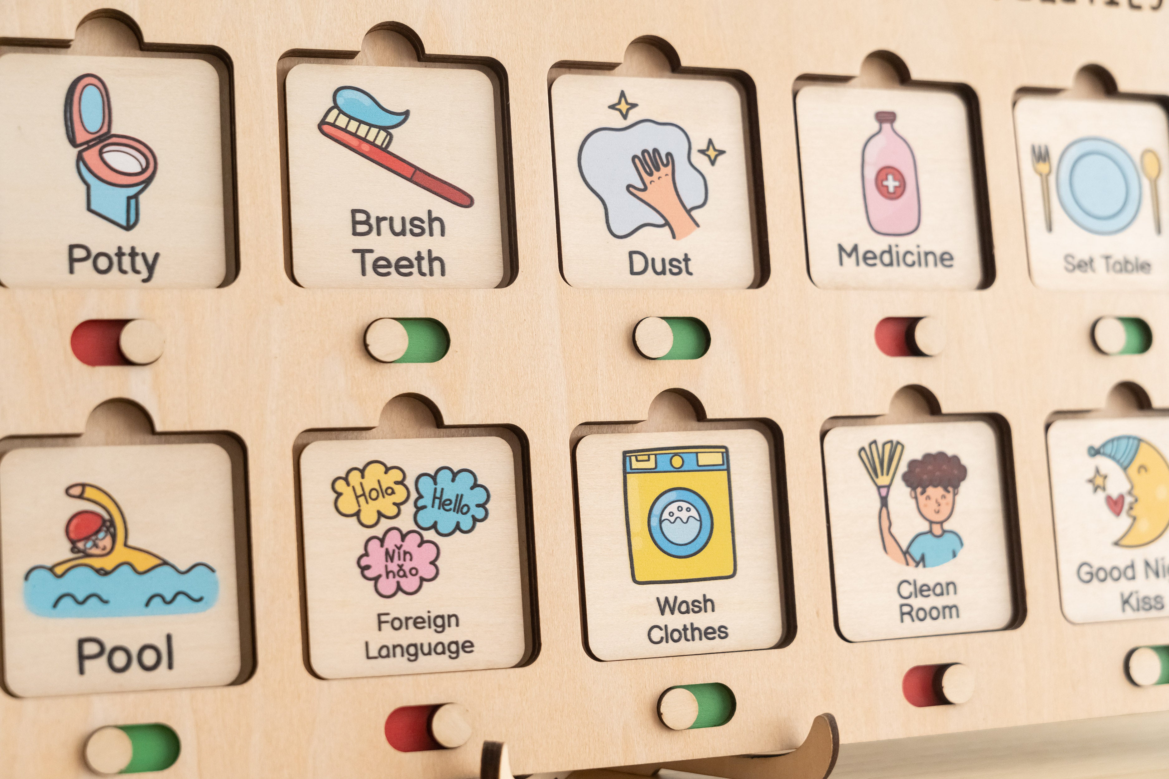 Wooden Chore Chart For Kids Wood for Daily Routine Chart Y95