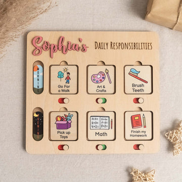 Personalized Wooden Chore Chart For Kids Wood Board Y95