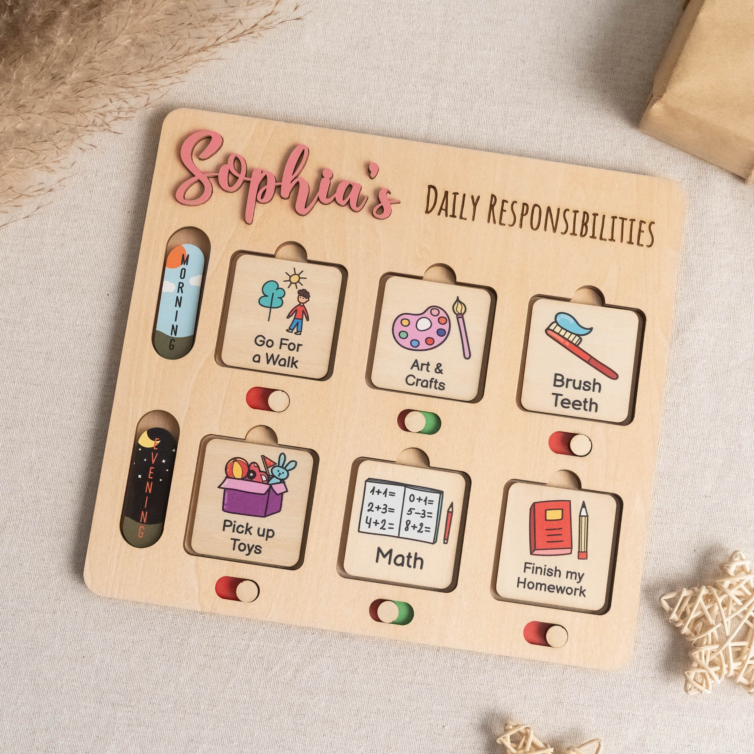 Personalized Wooden Chore Chart For Kids Wood Board Y95