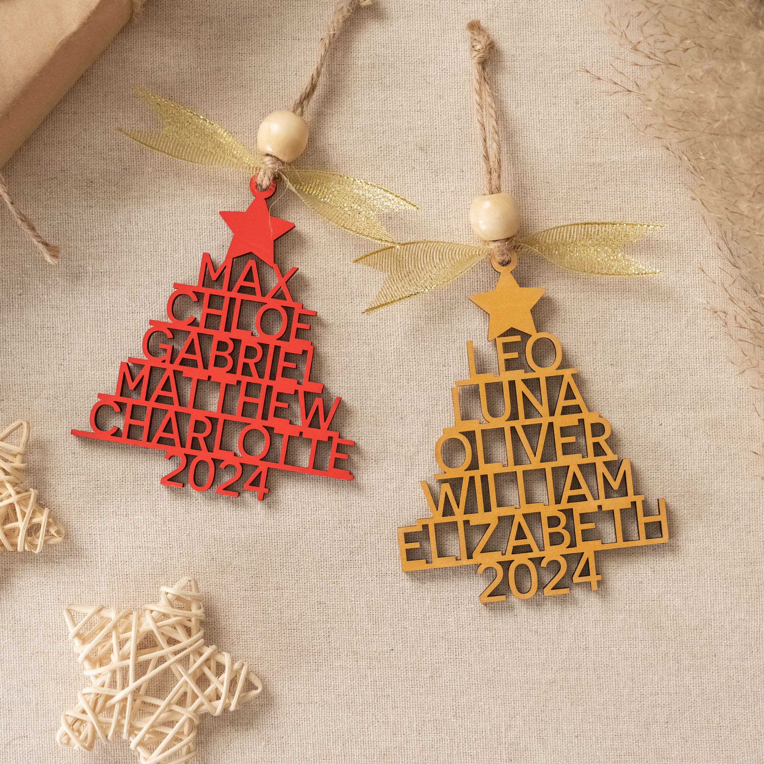 Wooden Christmas Tree Ornament Wood for Family Ornament Christmas Vertical O20