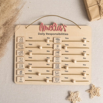 Wooden Chore Chart For Kids for Kids Responsibility Chart and Daily Routine Chart Y96