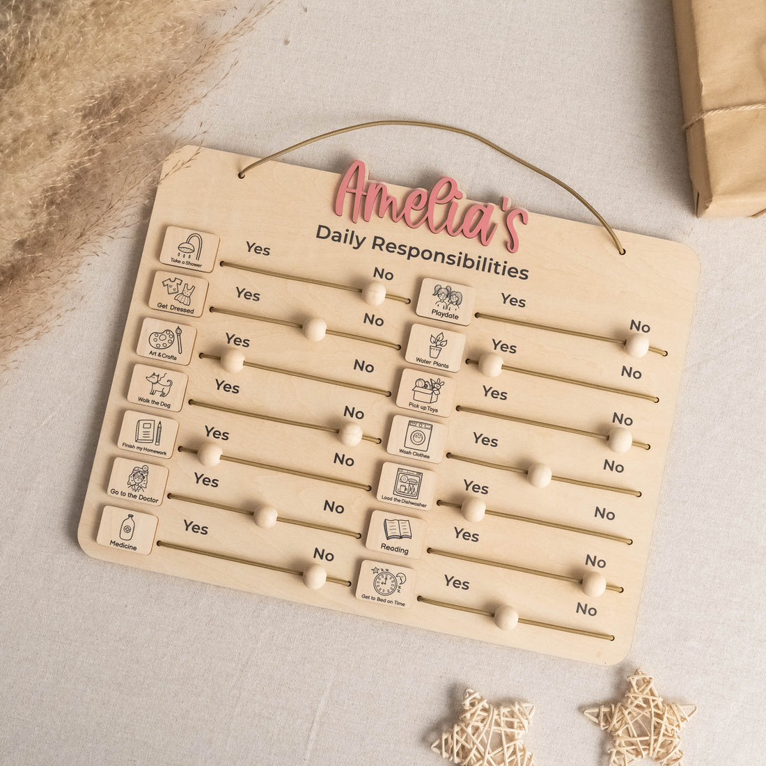 Wooden Chore Chart For Kids for Kids Responsibility Chart and Daily Routine Chart Y96