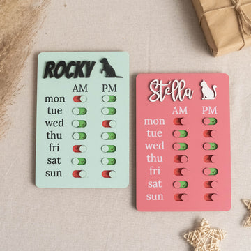 Pet Feeding Reminder Chart Board Wood for Daily Pet Care Helper Y97