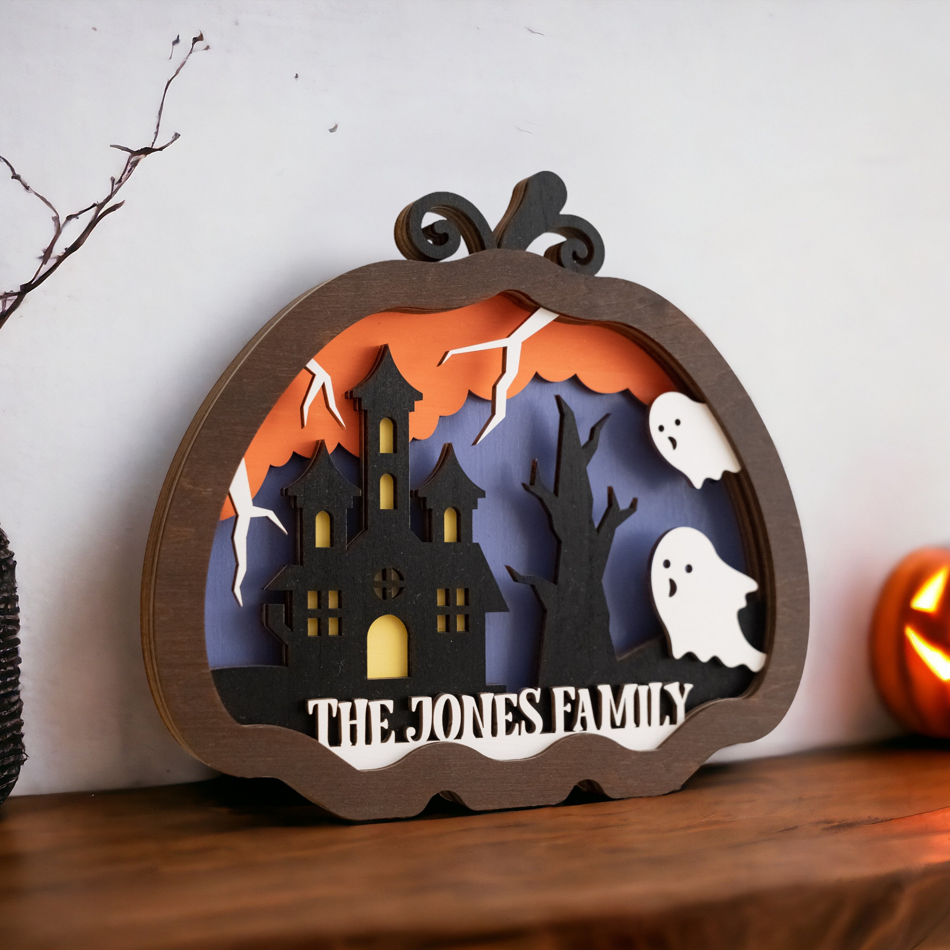 Custom Wooden Pumpkin for Halloween Table Decor