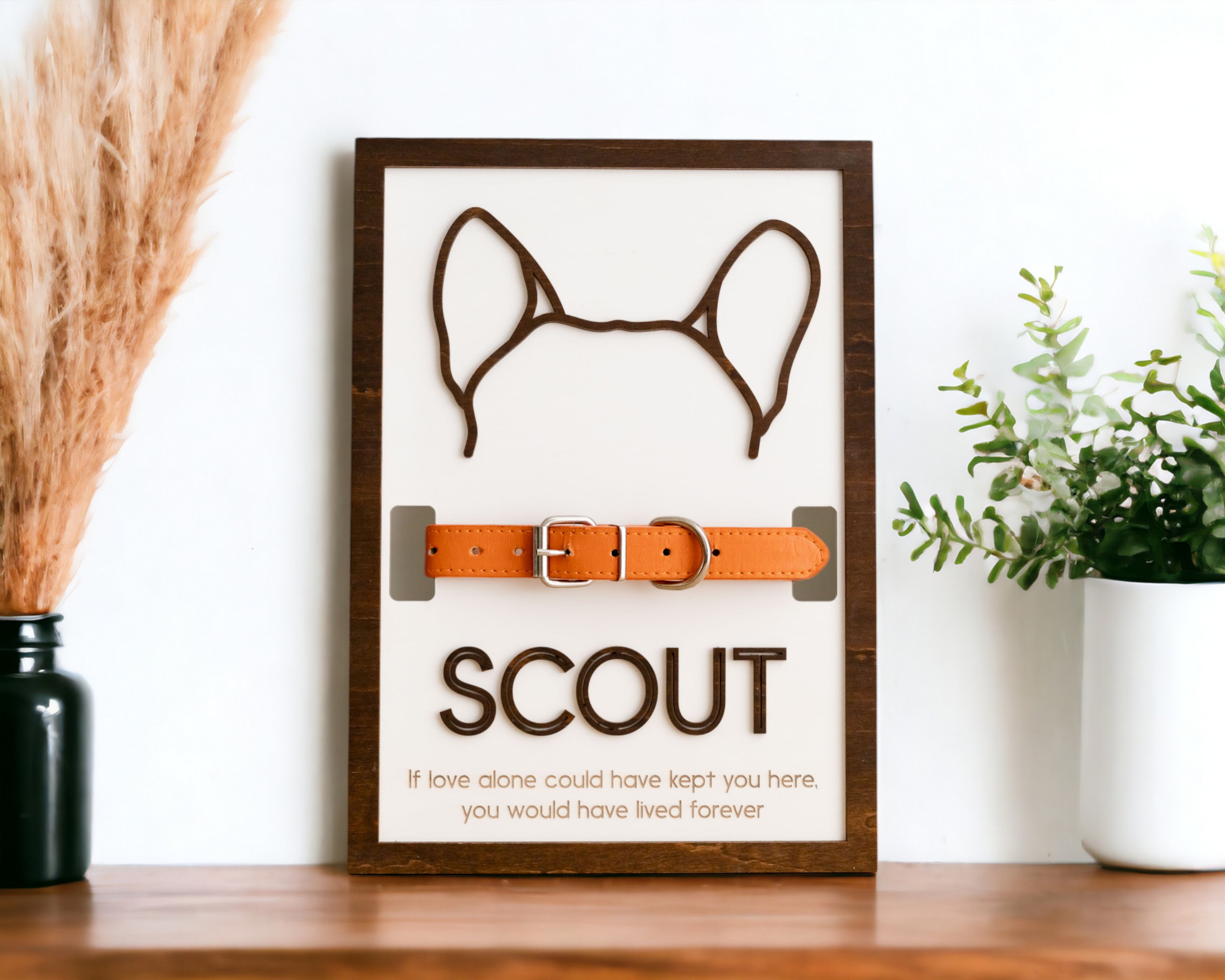Dog Ear Drawing Framed Wood Sign for Pet Memorial Gift R17
