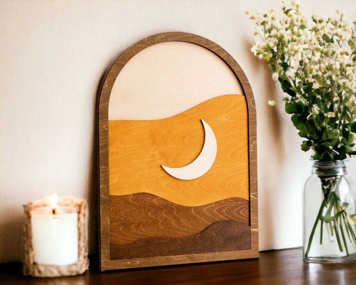 Sun And Moon Wood Wall Art Wood for Boho Wall Art Decor R21