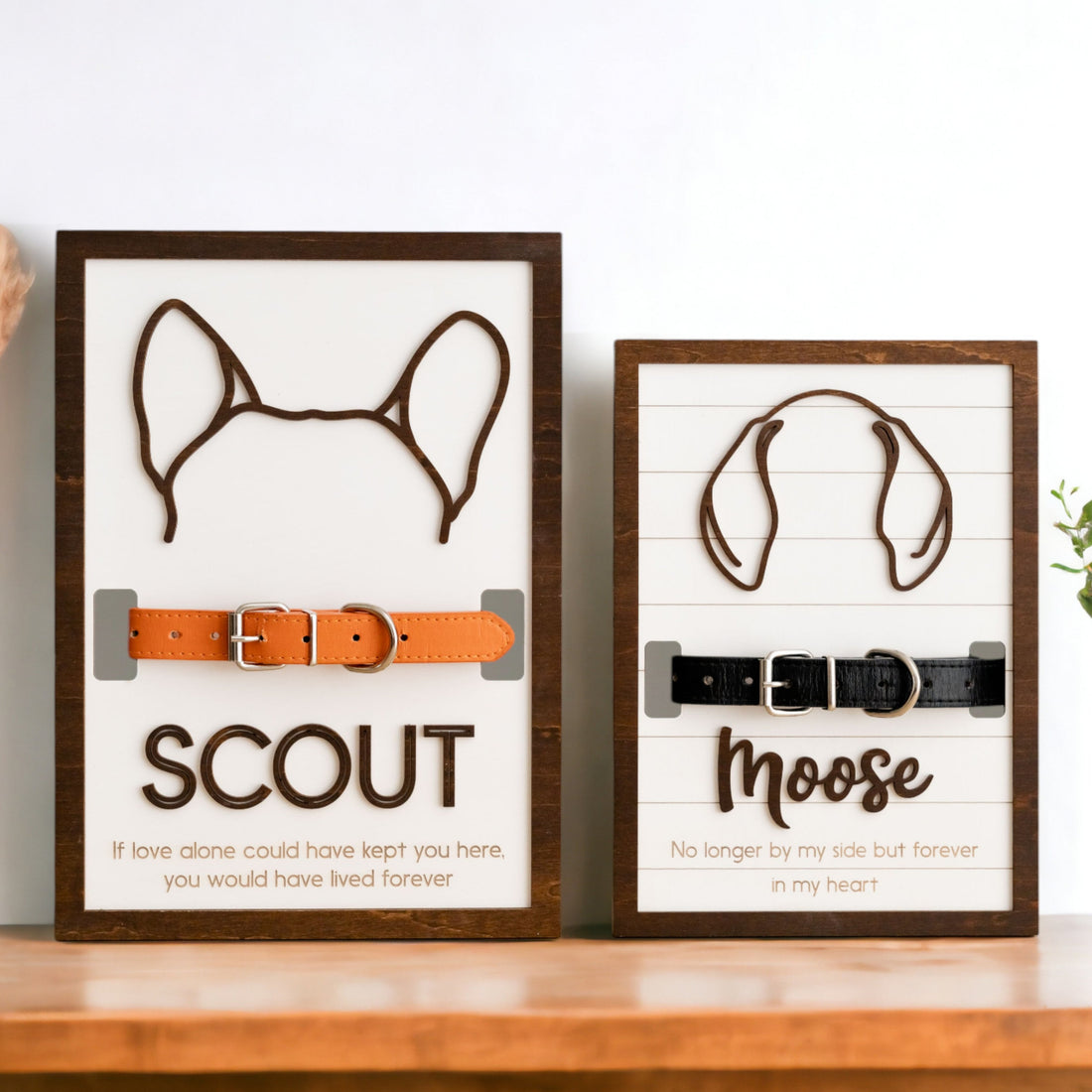 Boho Pet Memorial Decor Framed Dog Ear Drawing Keepsake