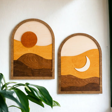 Celestial Sun and Moon Wall Art for Boho Home Décor