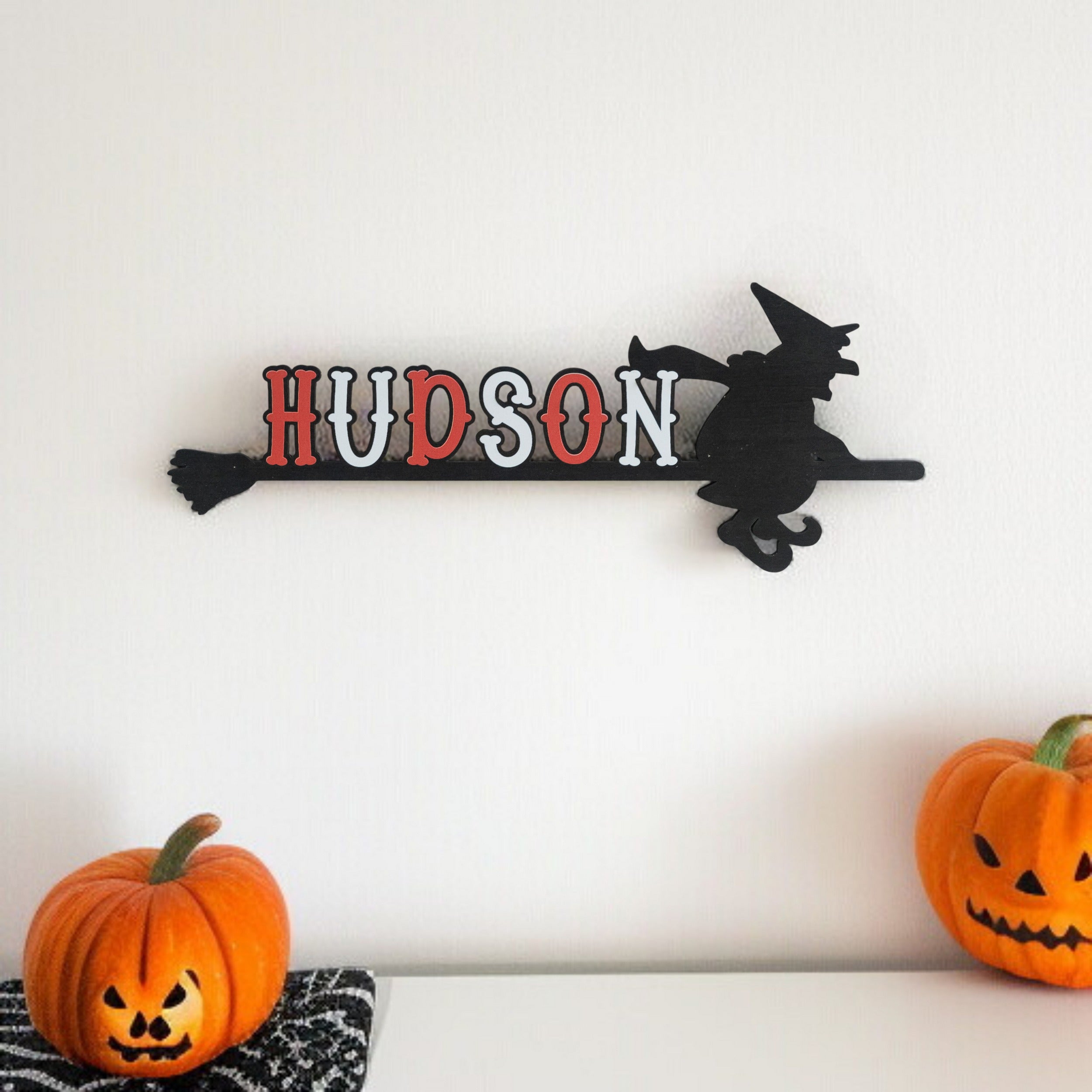 Personalized Witch Halloween Name Sign Wood for Wall Decor Y98