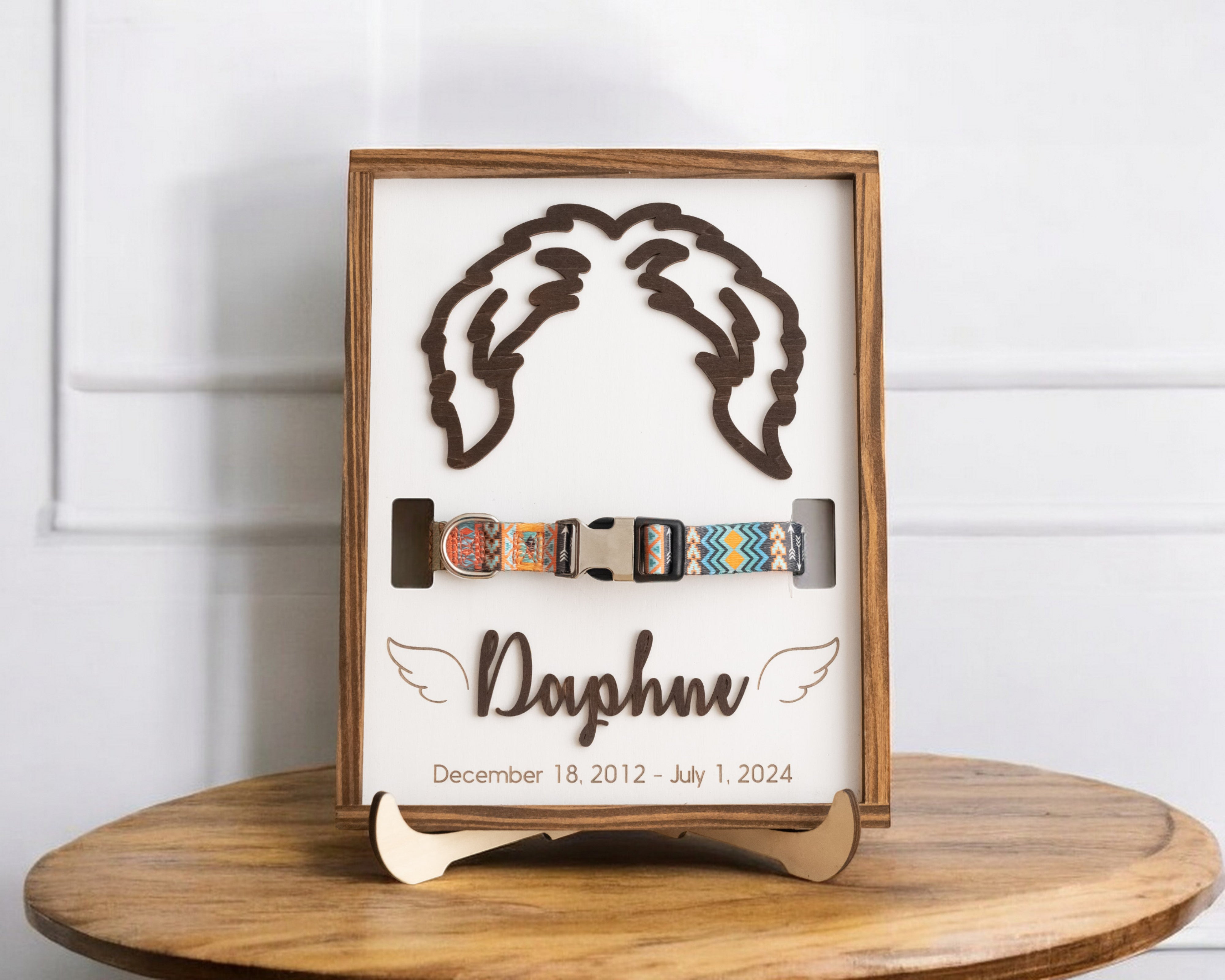 Dog Ear Drawing Framed Wood Sign and Wooden Pet Memorial E88