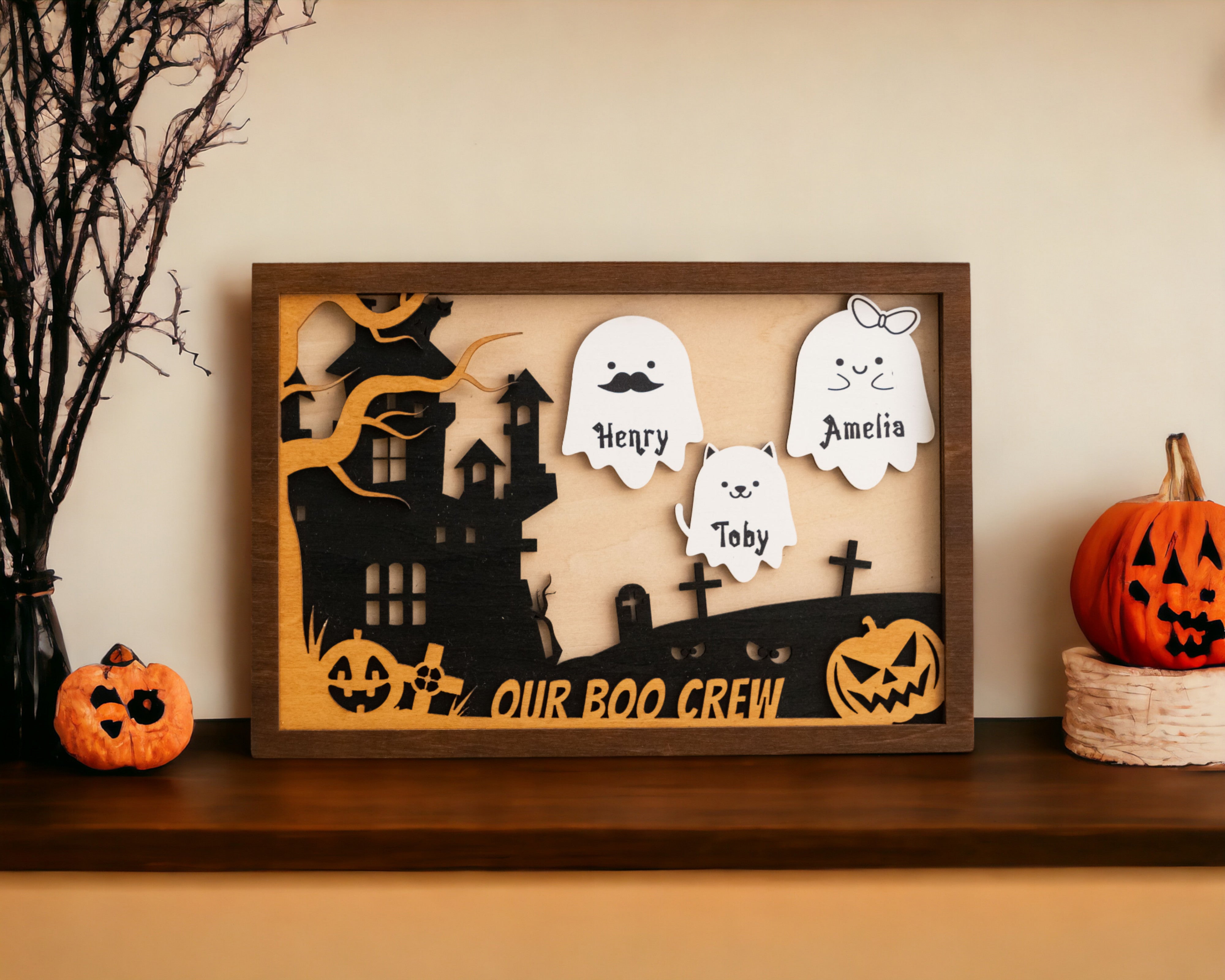 Personalized Wooden Halloween Decor for Table Party R31