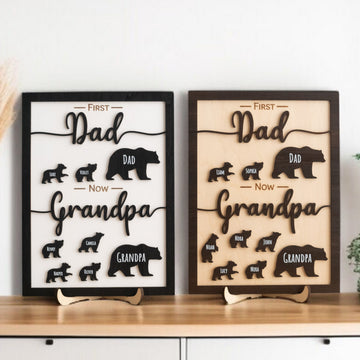 First Dad Now Grandpa Wooden Sign for Grandpa Gift Y81