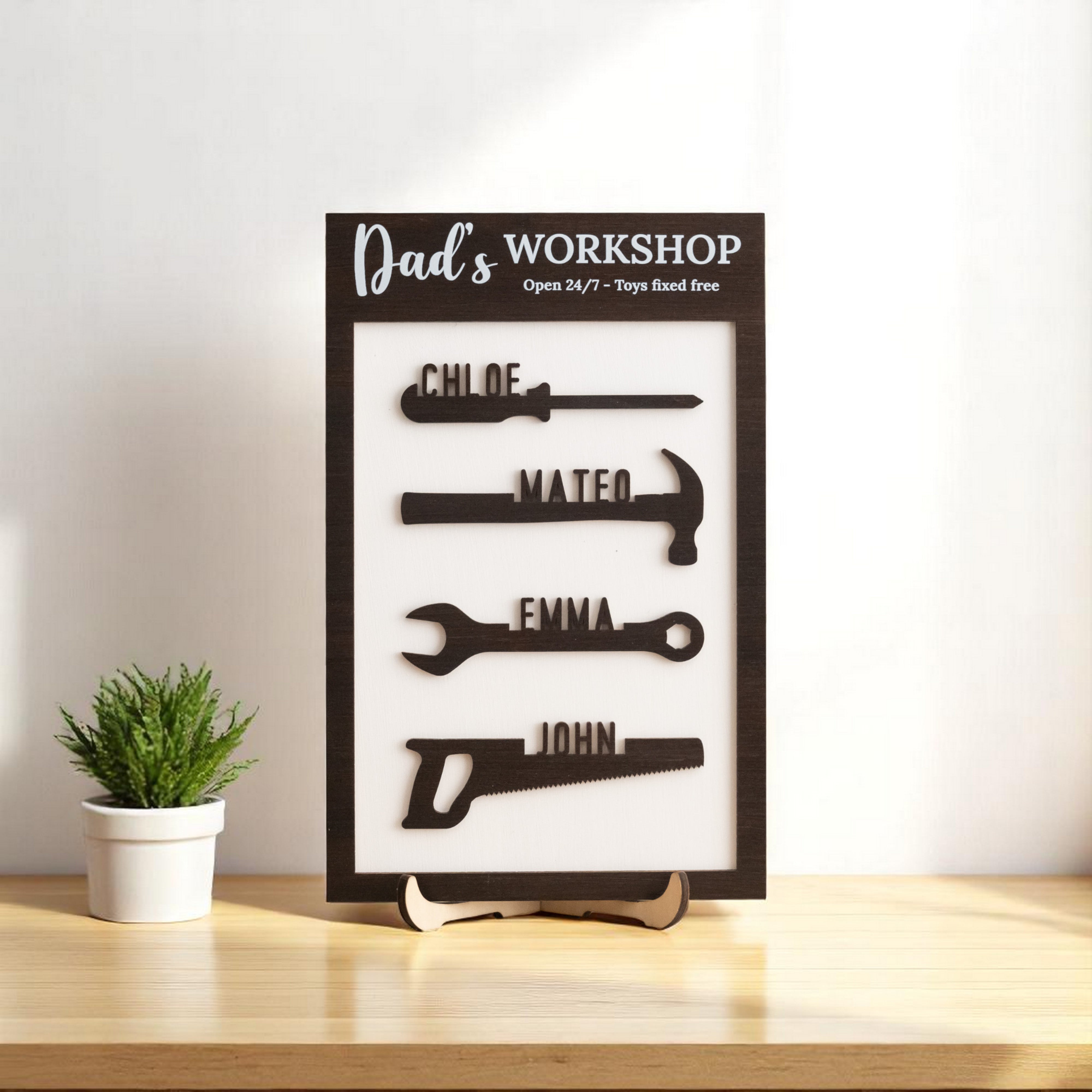 Personalized Dad Grandpa Workshop Sign Wood for Fathers Day Gift and Wooden Workshop Sign Y82