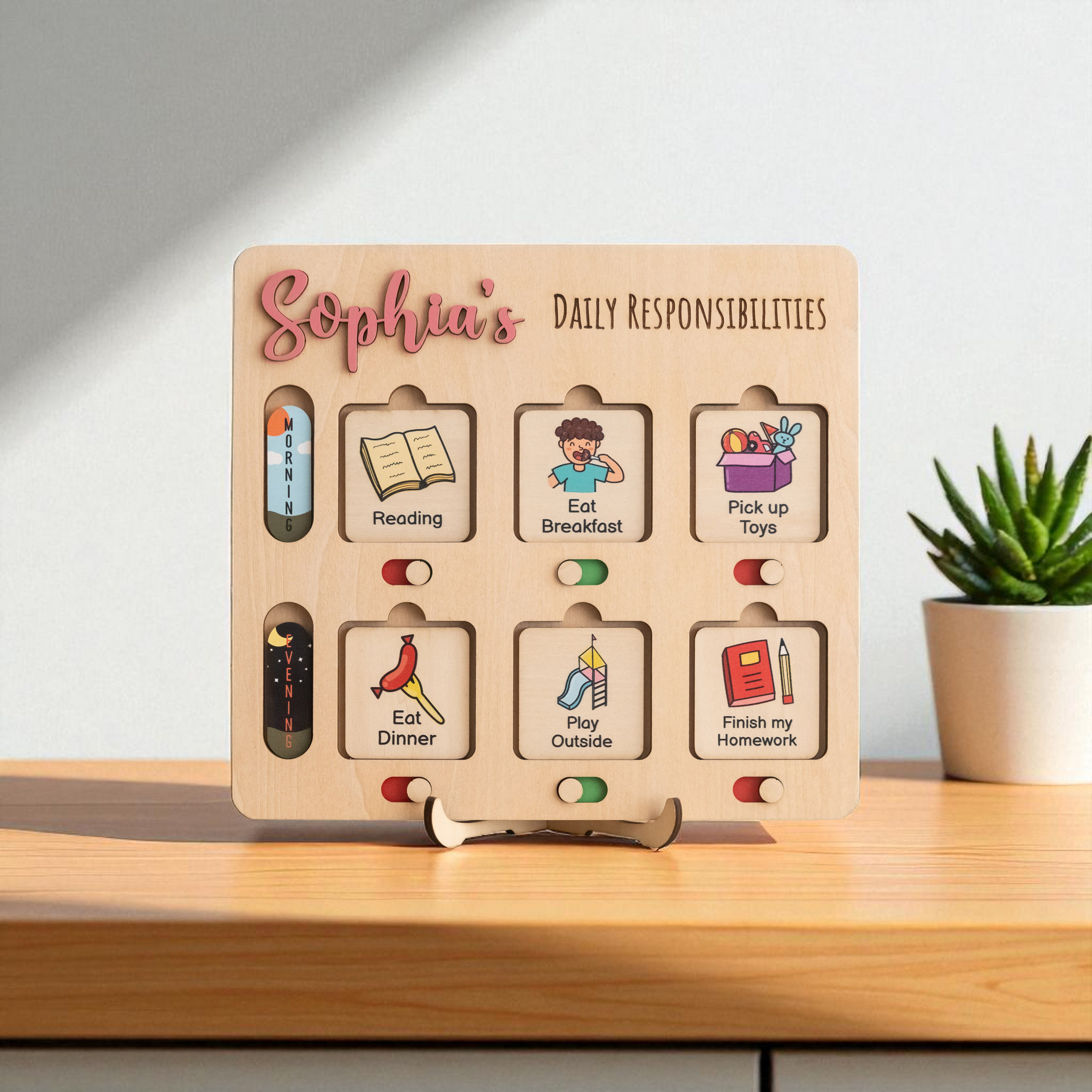 Personalized Wooden Chore Chart For Kids Wood Board Y95