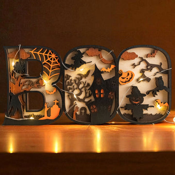 Layered Wooden Halloween BOO Sign Wood Halloween Table Decor D11