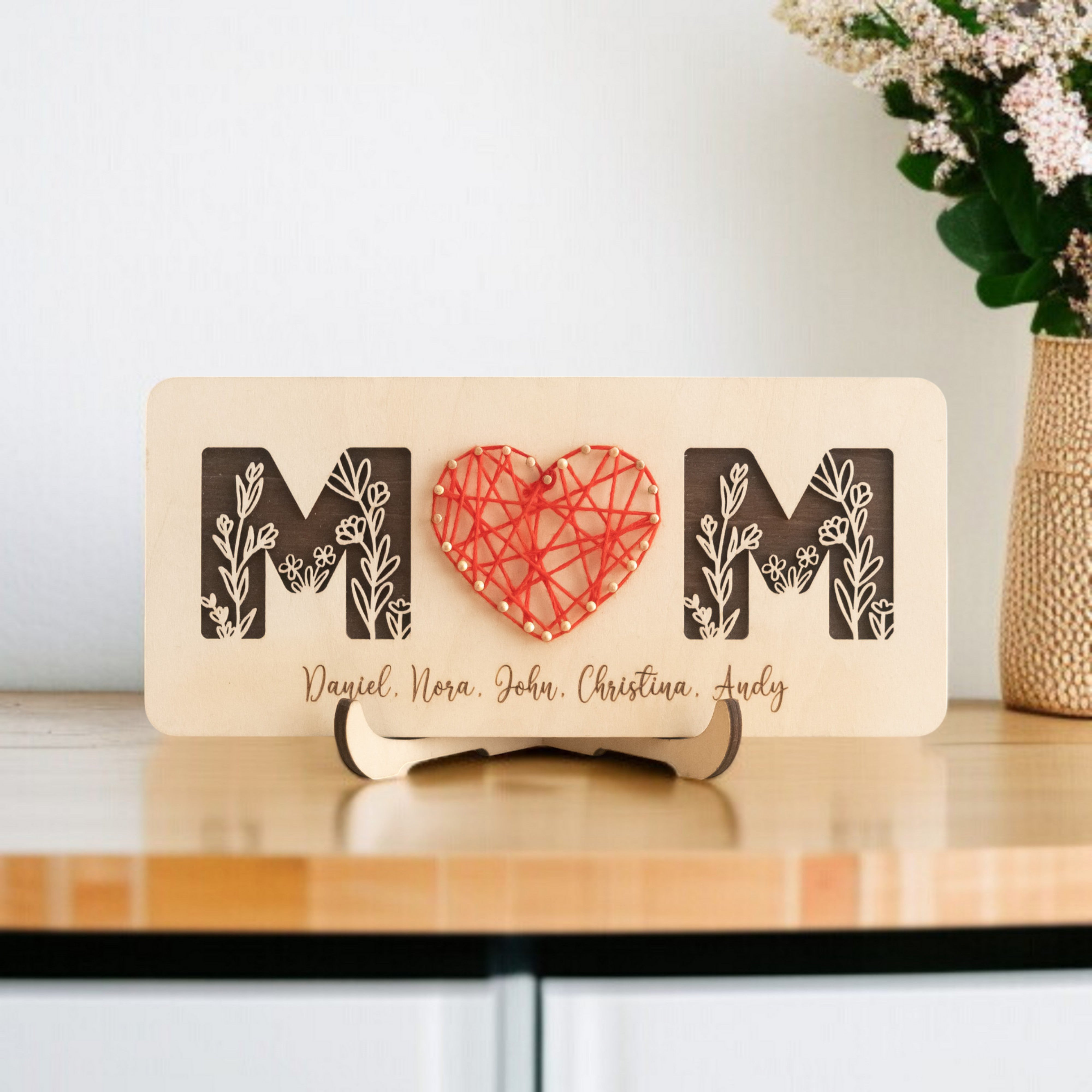 Personalized String Heart Family Wood custom mothers day gifts and wooden decor Y51