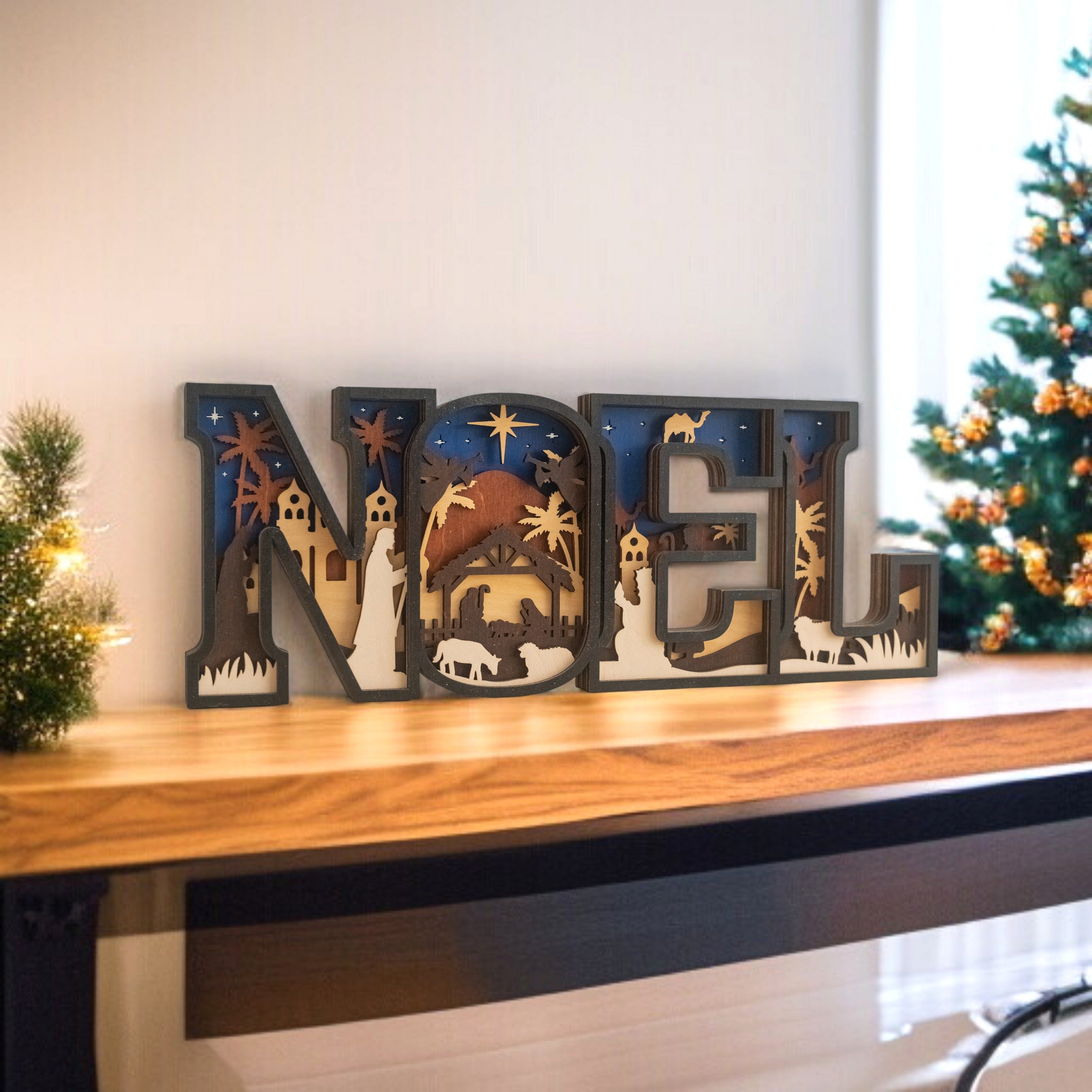 Wooden Noel Christmas Sign Wood for Christmas Table Decor and Wooden Christmas Sign D25