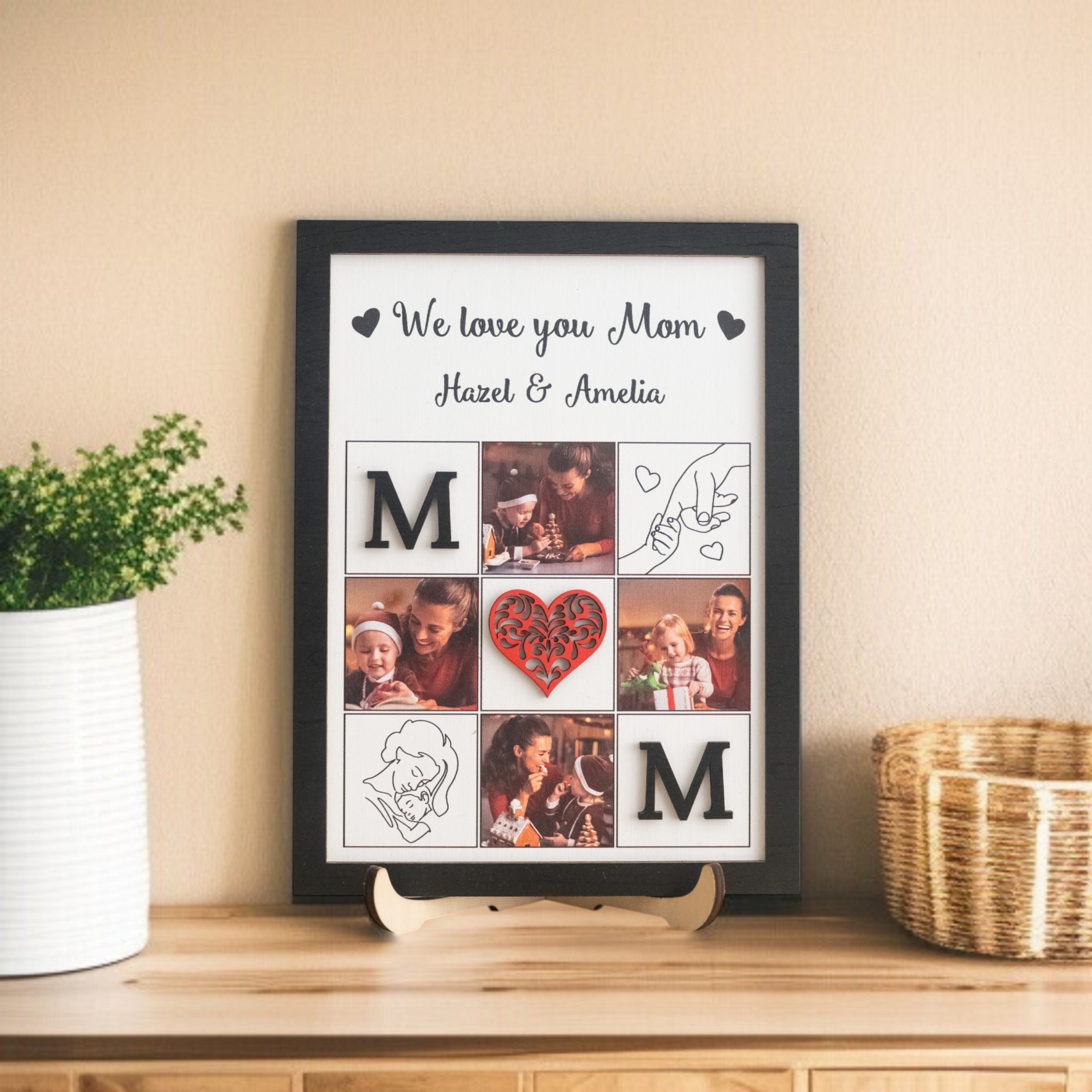 Personalized Wooden Photo Collage for Mom Family Photo Gift and Keepsake Y49