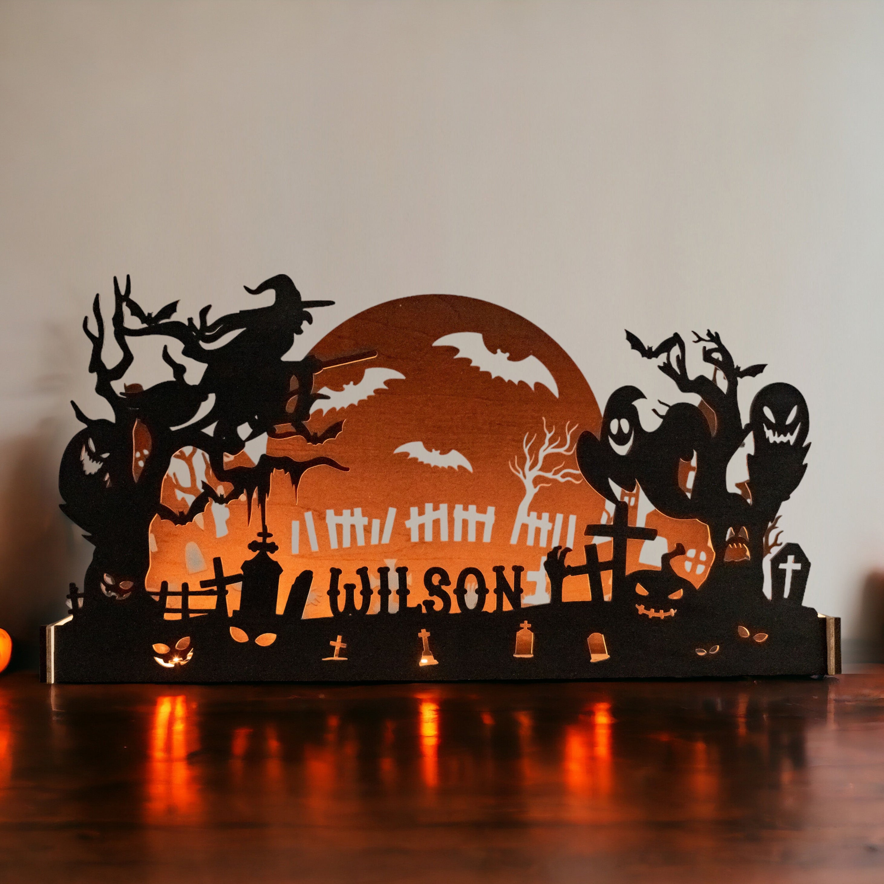 Wooden Halloween Silhouette Table Decor Wood for Home Decor R36