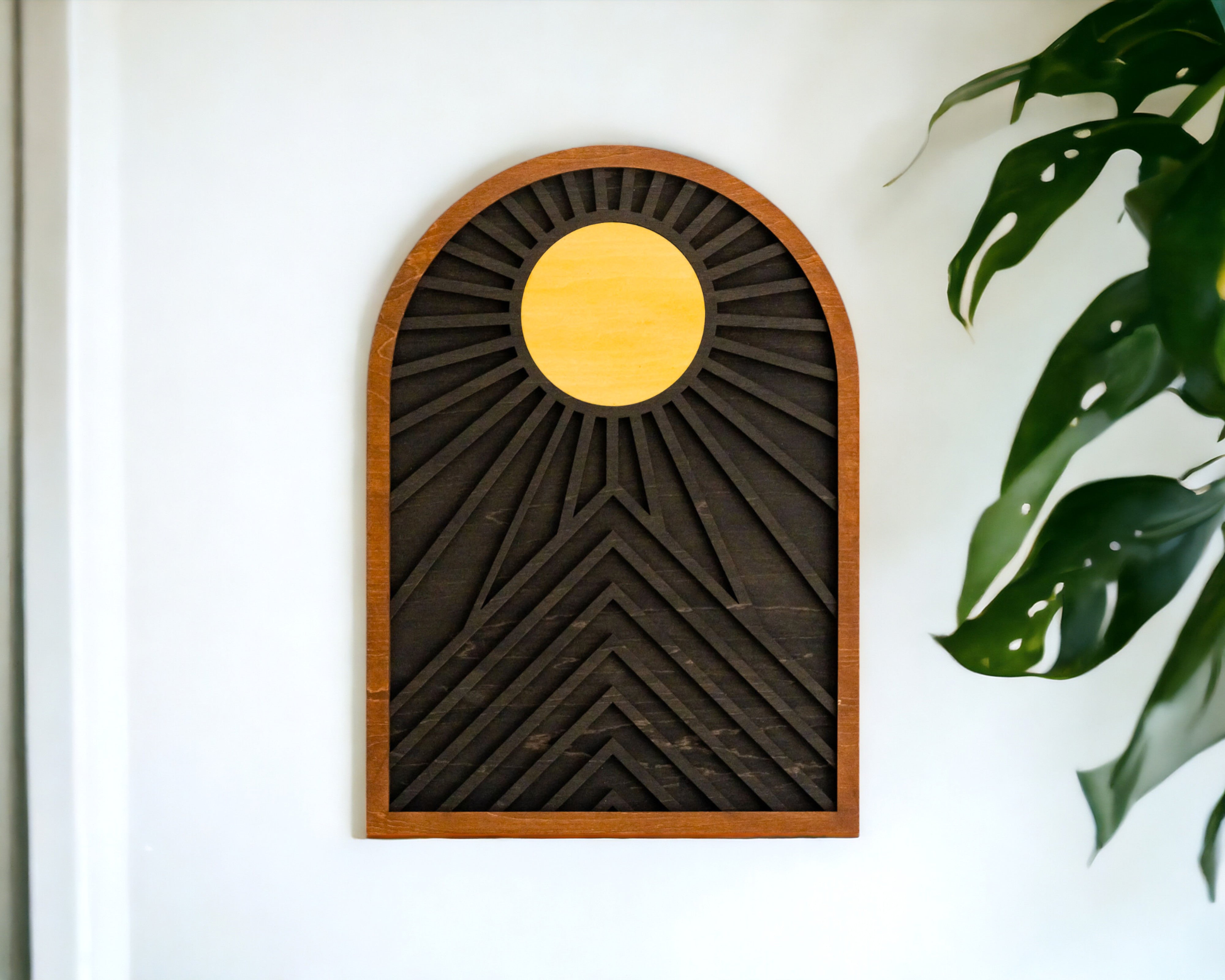 Celestial Sun and Moon Wooden Wall Art for Contemporary Rustic Home Decor