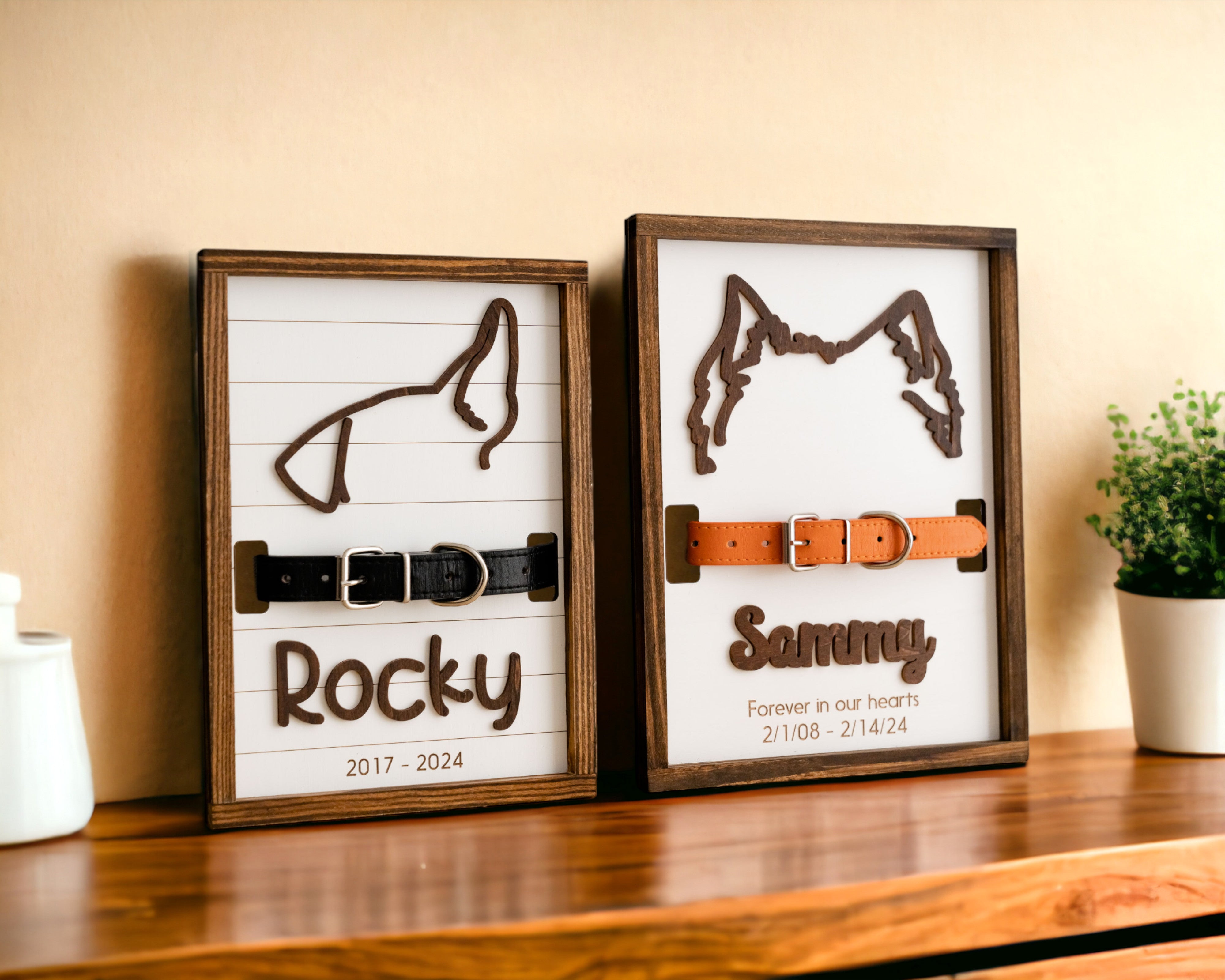 Boho Minimalist Pet Memorial And Framed Dog Ear Illustration