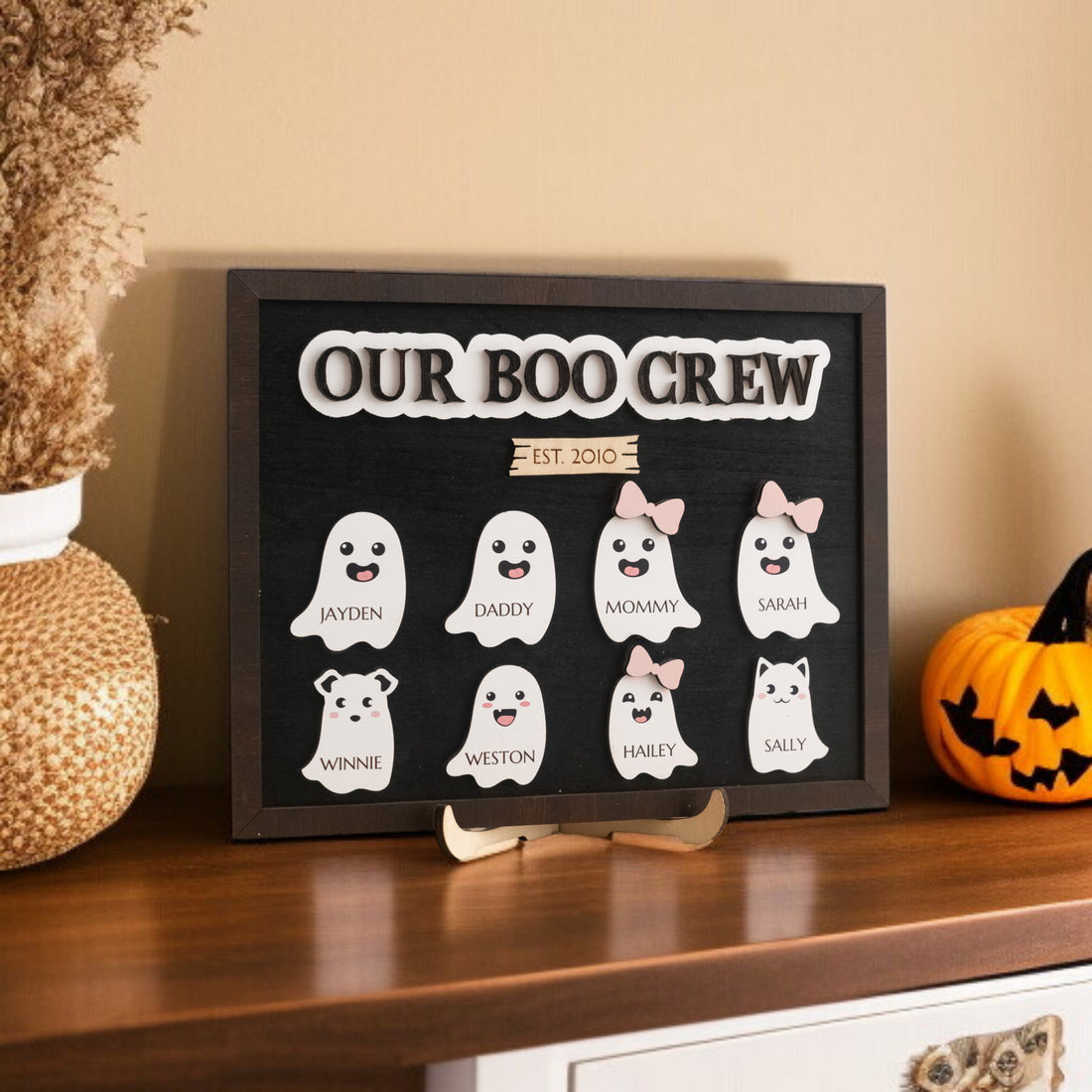 Personalized Halloween Ghost Family Sign for Halloween Decorations Indoor and Ghost Family Sign D09