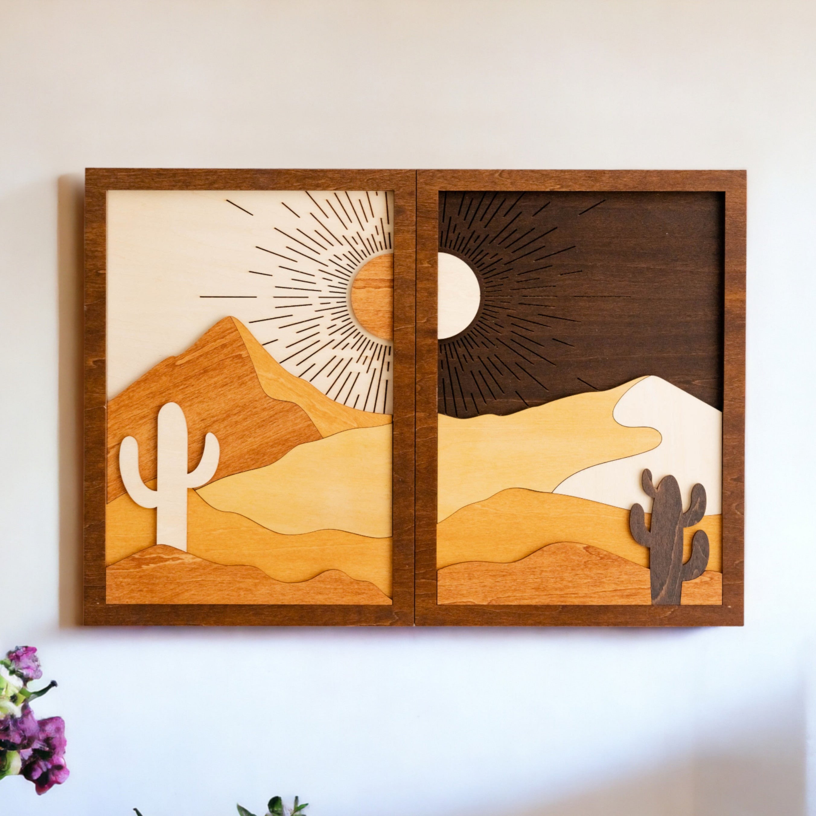 Sun Moon Art Set For Vibrant Wooden Wall Decor