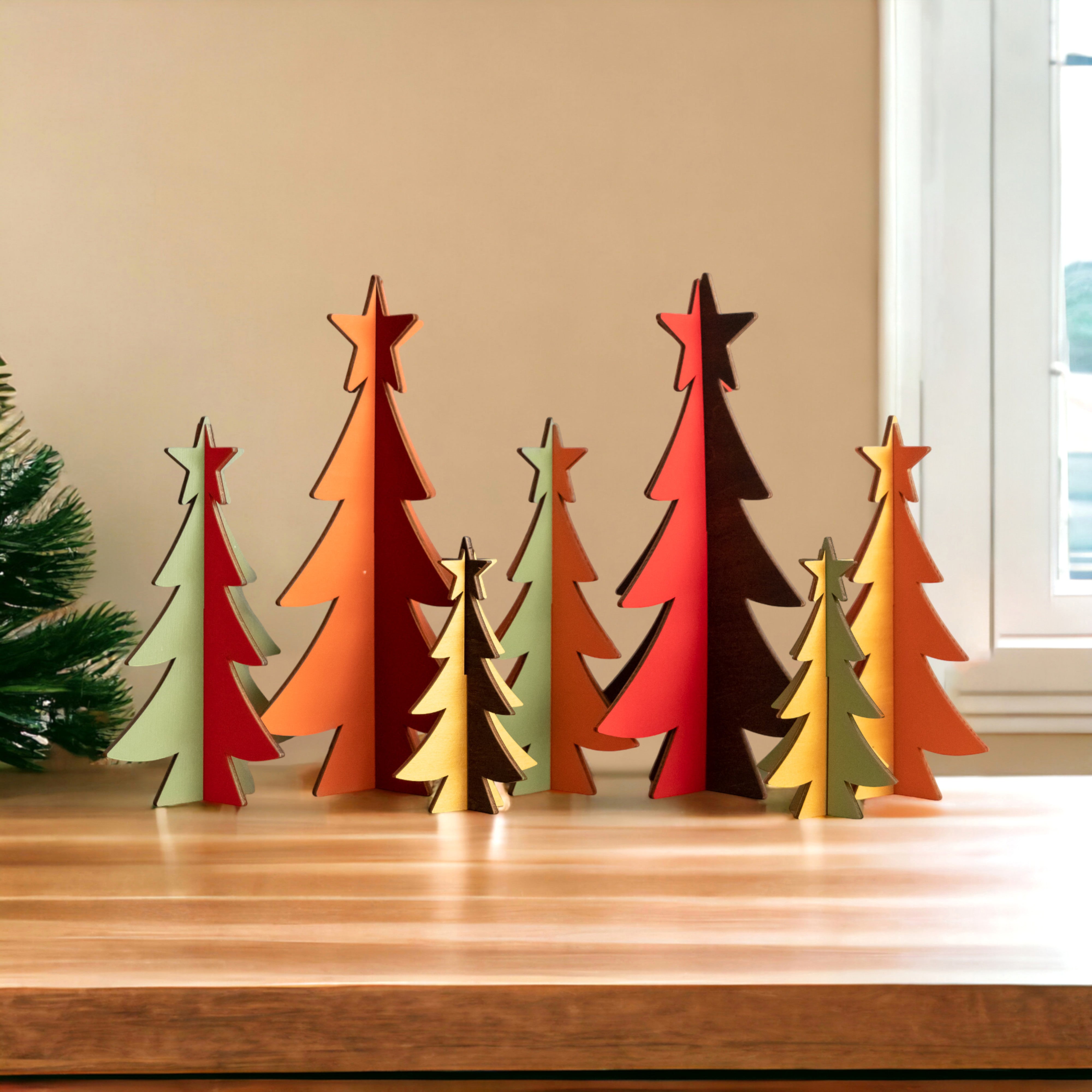 Decorative Wooden Christmas Tree for Christmas Table Decor and Rustic Wood Style Y13
