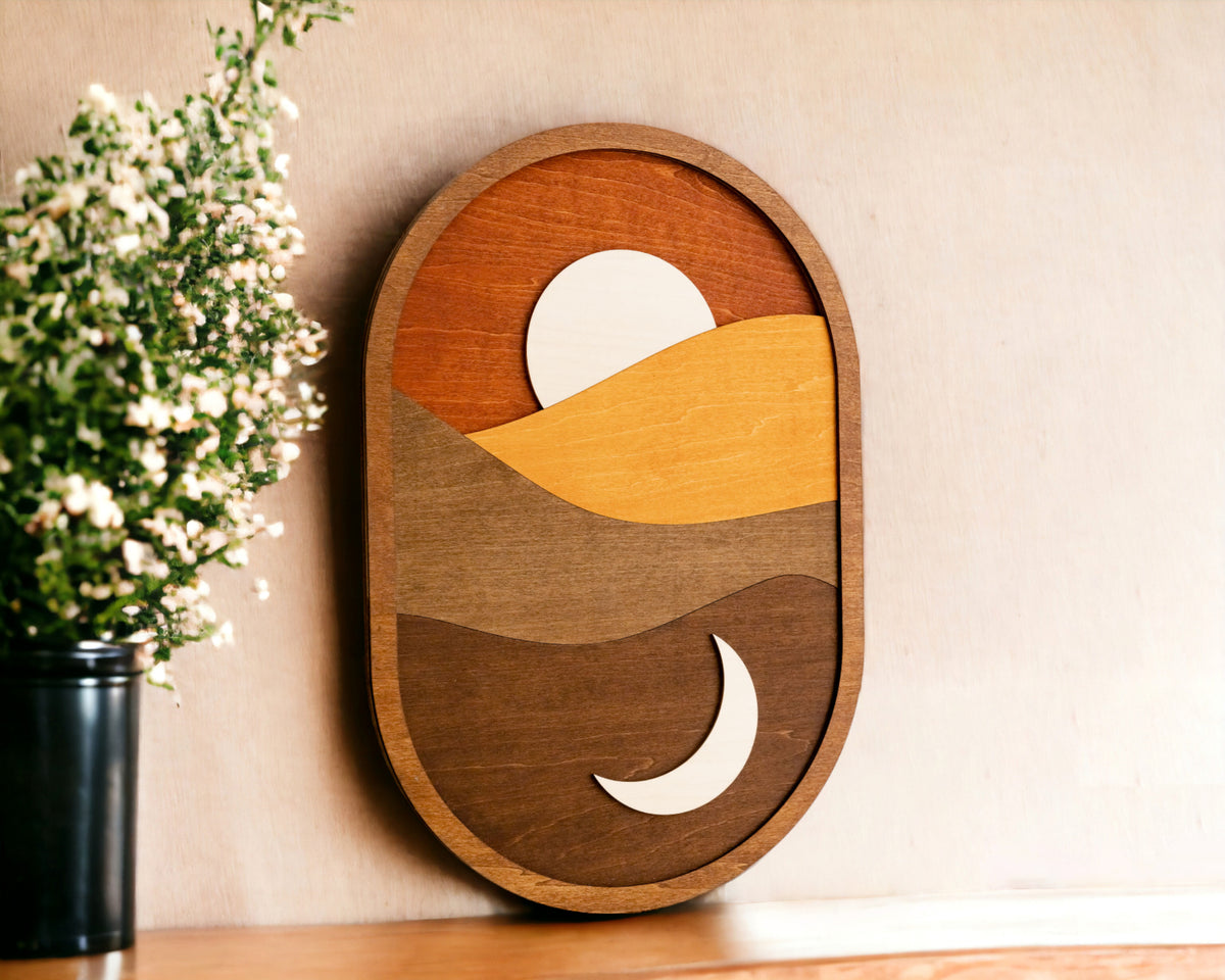 Sun And Moon Wood Wall Art Wood for Modern Wall Decor R22