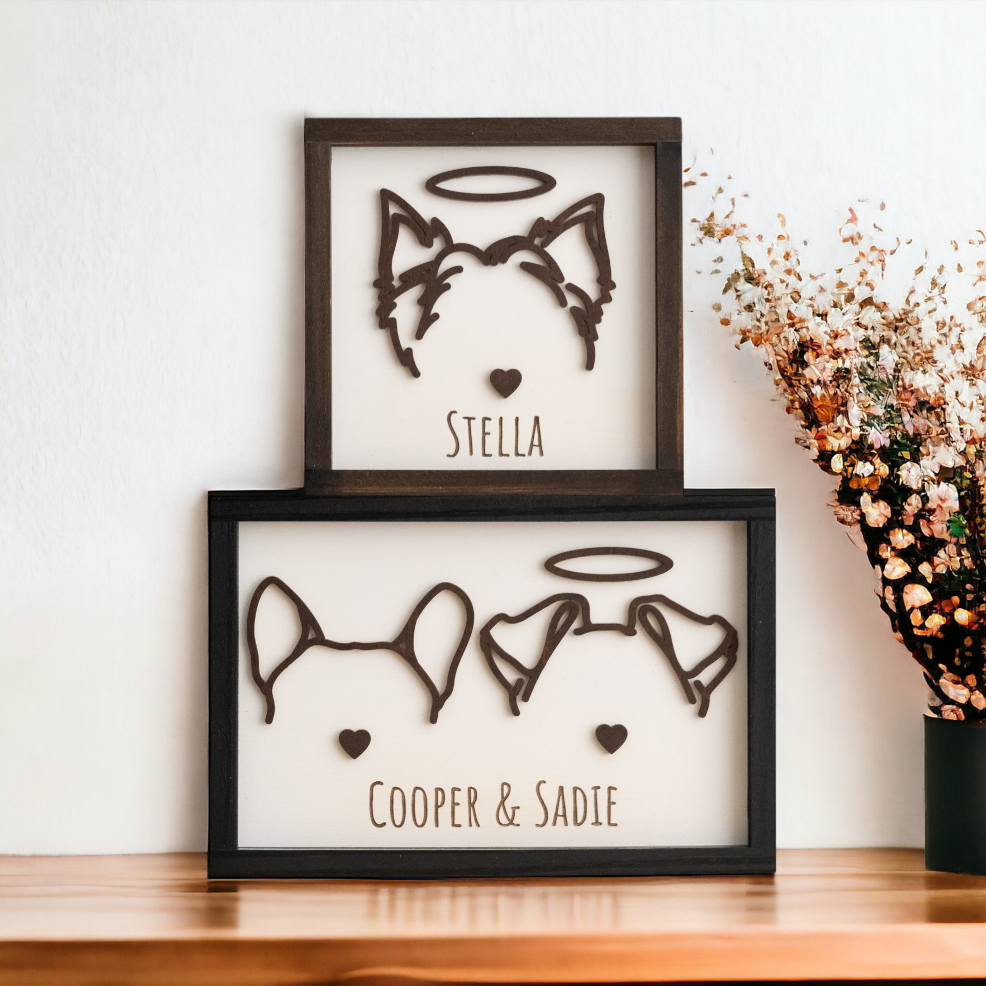 Framed Dog Ear Drawing for Heartfelt Home Decor