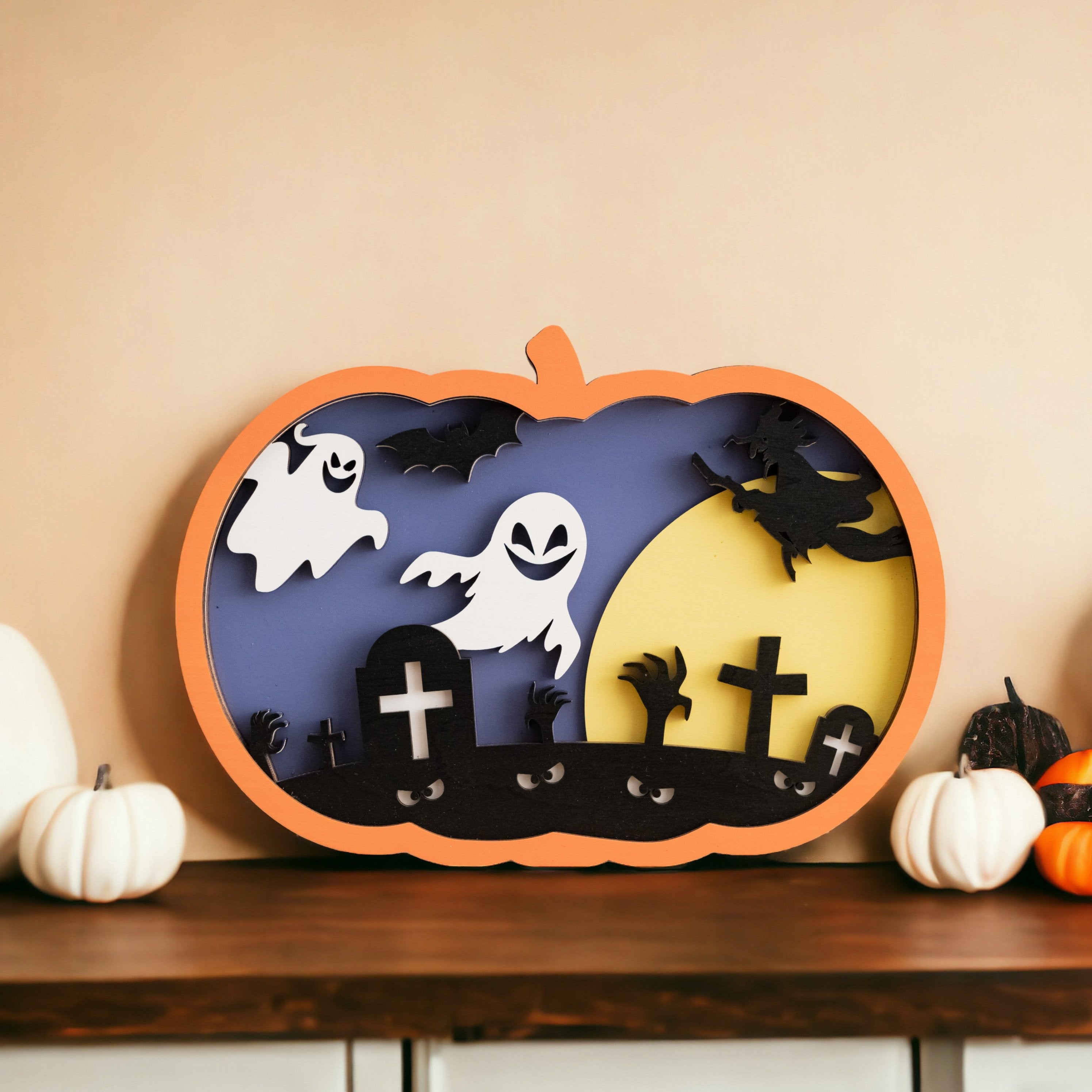 Custom Wooden Pumpkin for Spooky Table Decorations