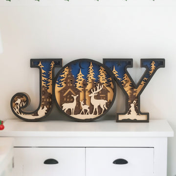 Wooden Joy Christmas Sign Wood for Holiday Home Decor and Lighted Christmas Decor D37