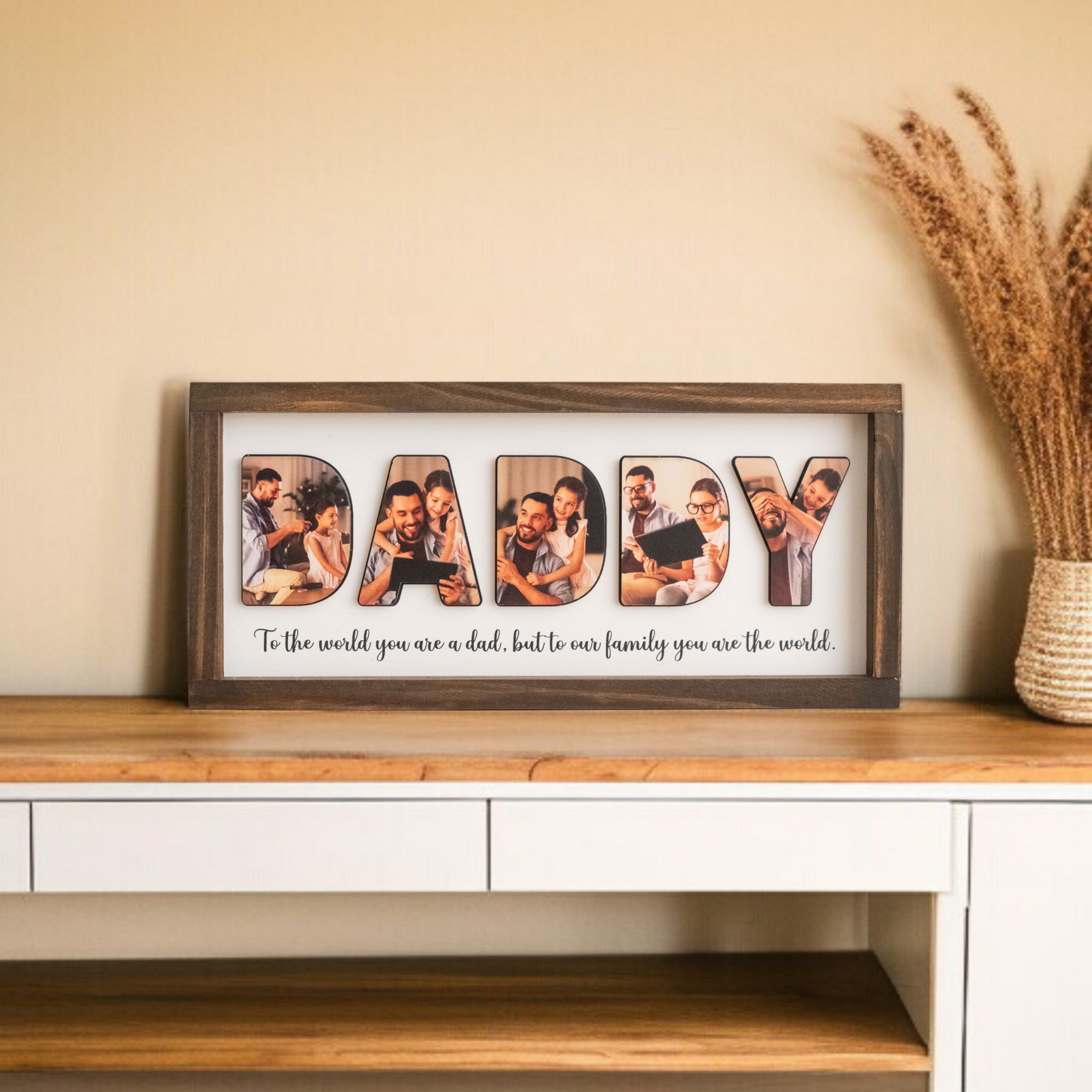 Personalized Photo Dad Wooden Frame for Father Day Gift Decor Y77