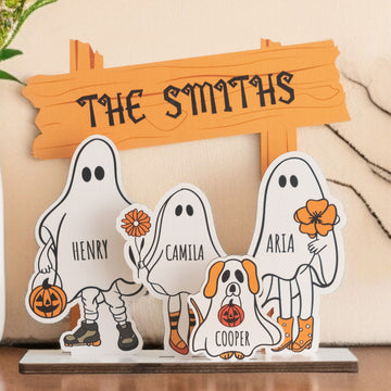 Personalized Wooden Halloween Boo Crew Sign Wood for Decor D06