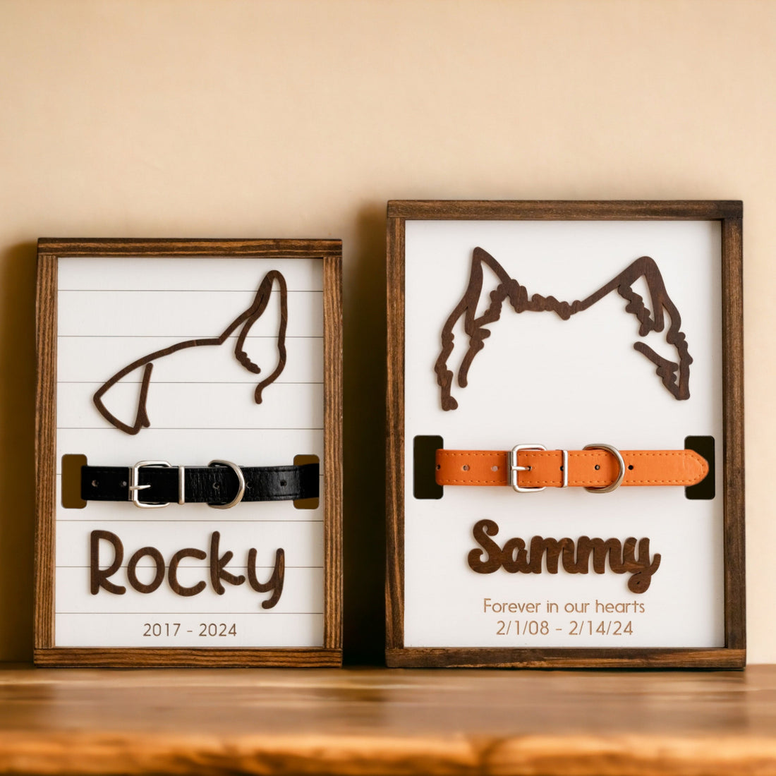 Boho Minimalist Pet Memorial And Framed Dog Ear Illustration