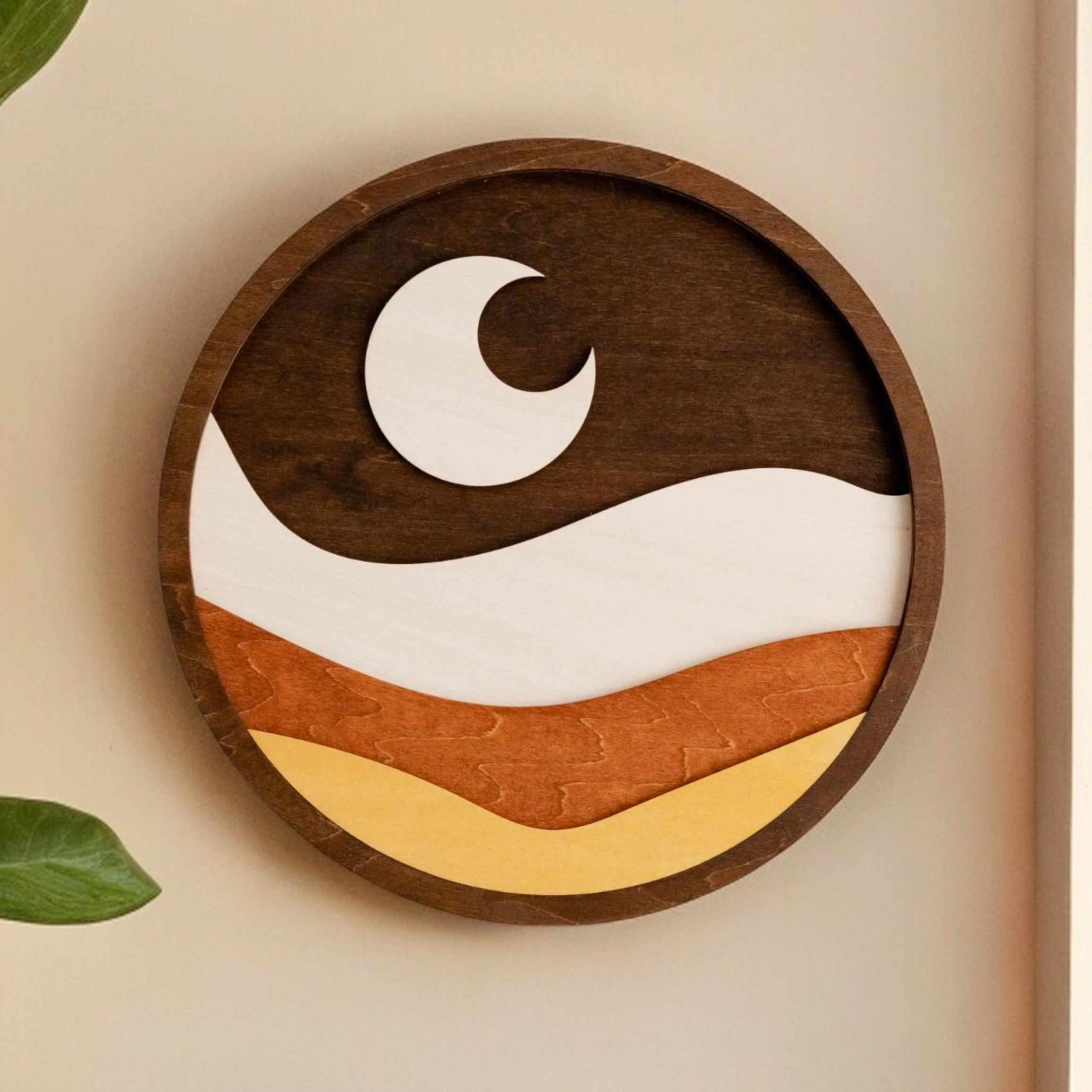 Boho Sun and Moon Wood Signs Duo for Vibrant Wall Decor