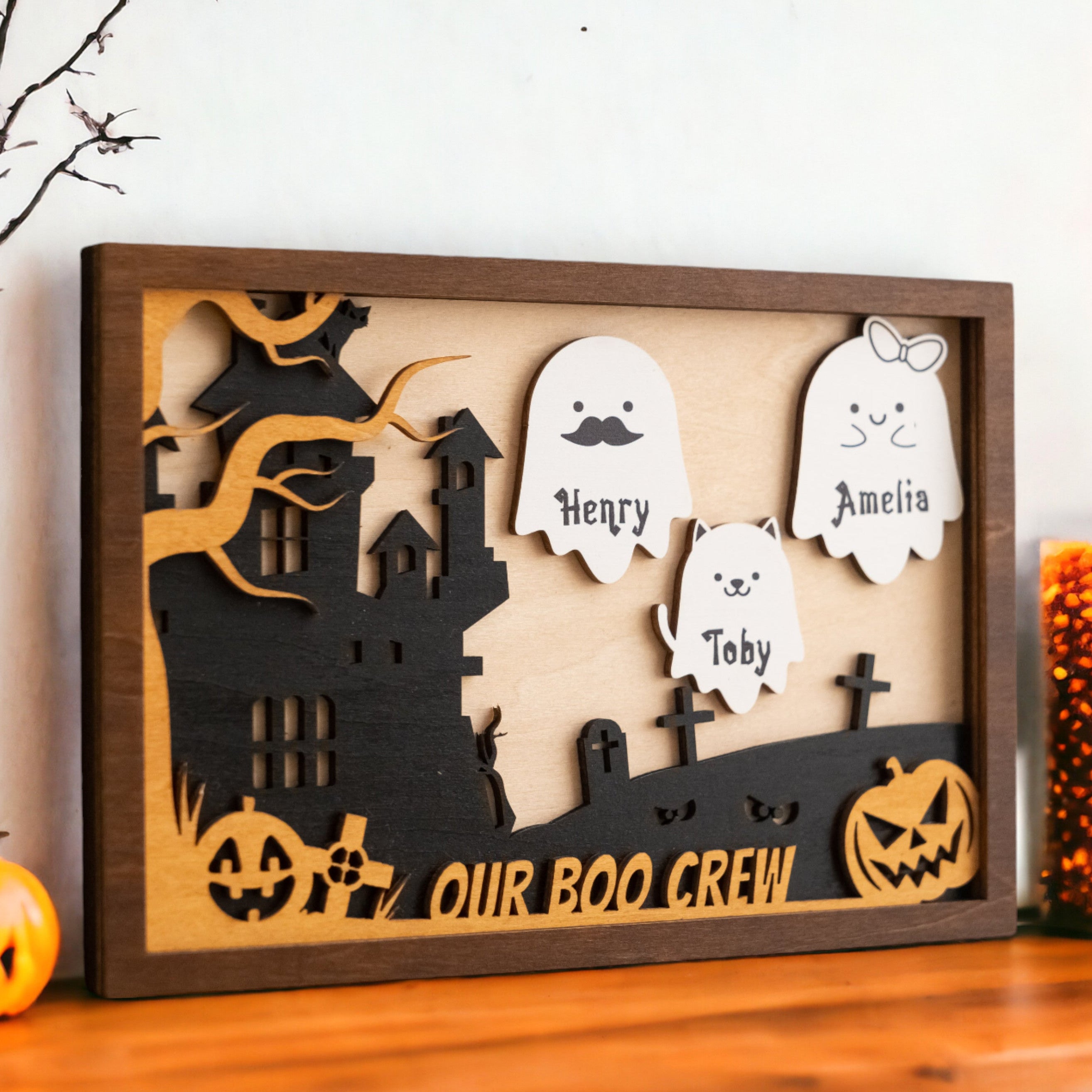 Personalized Wooden Halloween Decor for Table Party R31
