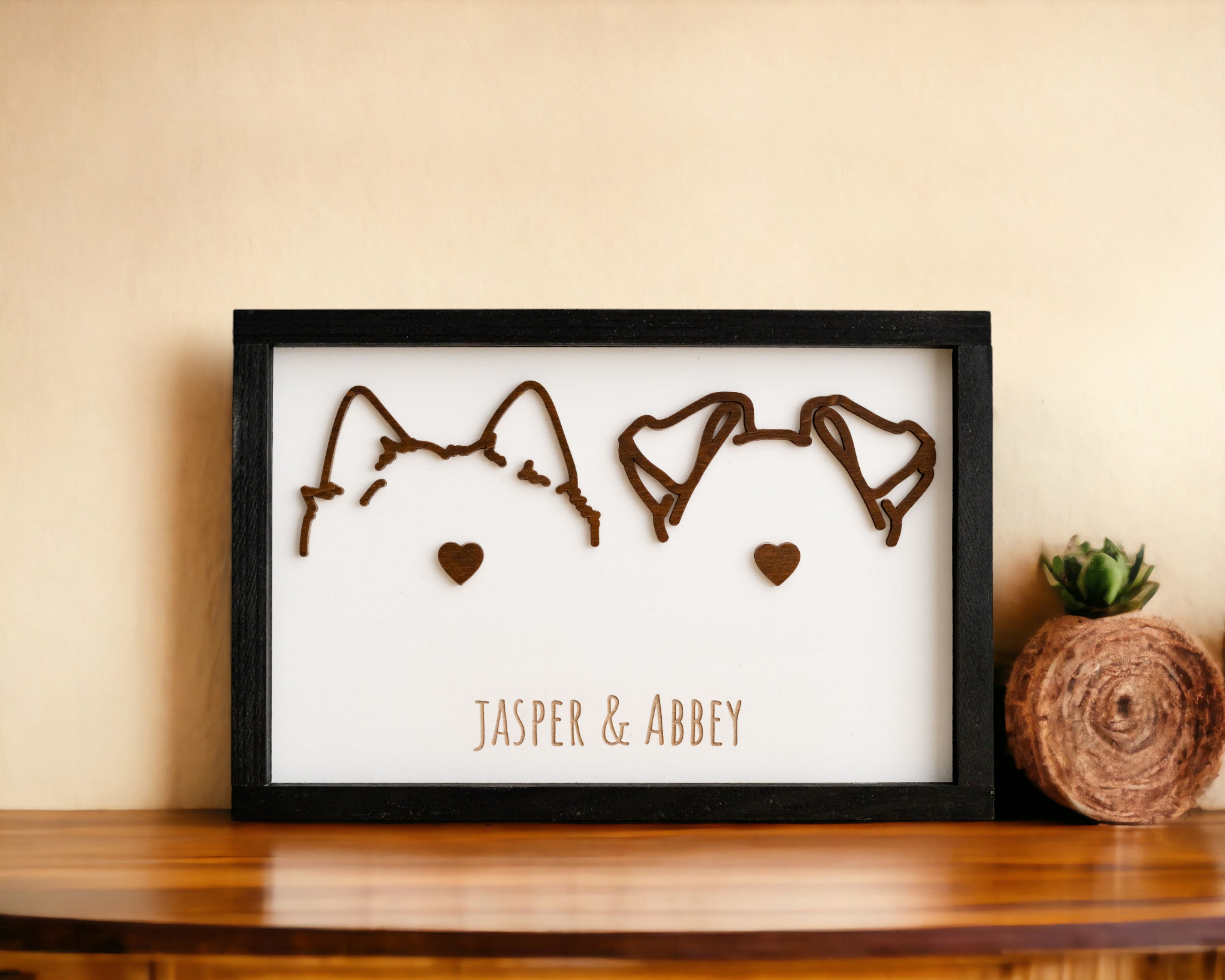 Framed Dog Ear Drawing for Heartfelt Home Decor