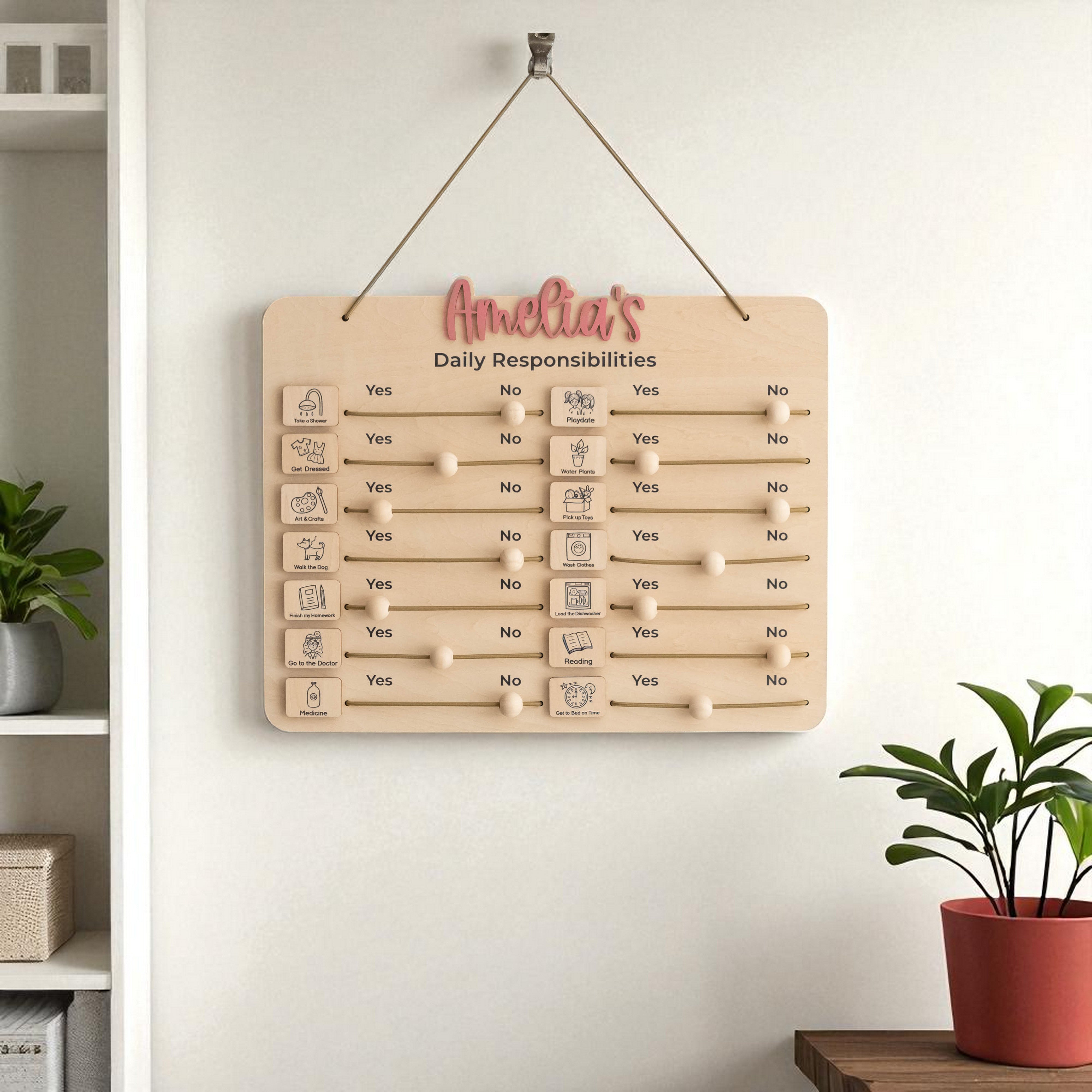 Wooden Chore Chart For Kids for Daily Chore Chart and Montessori Chore Chart Y96