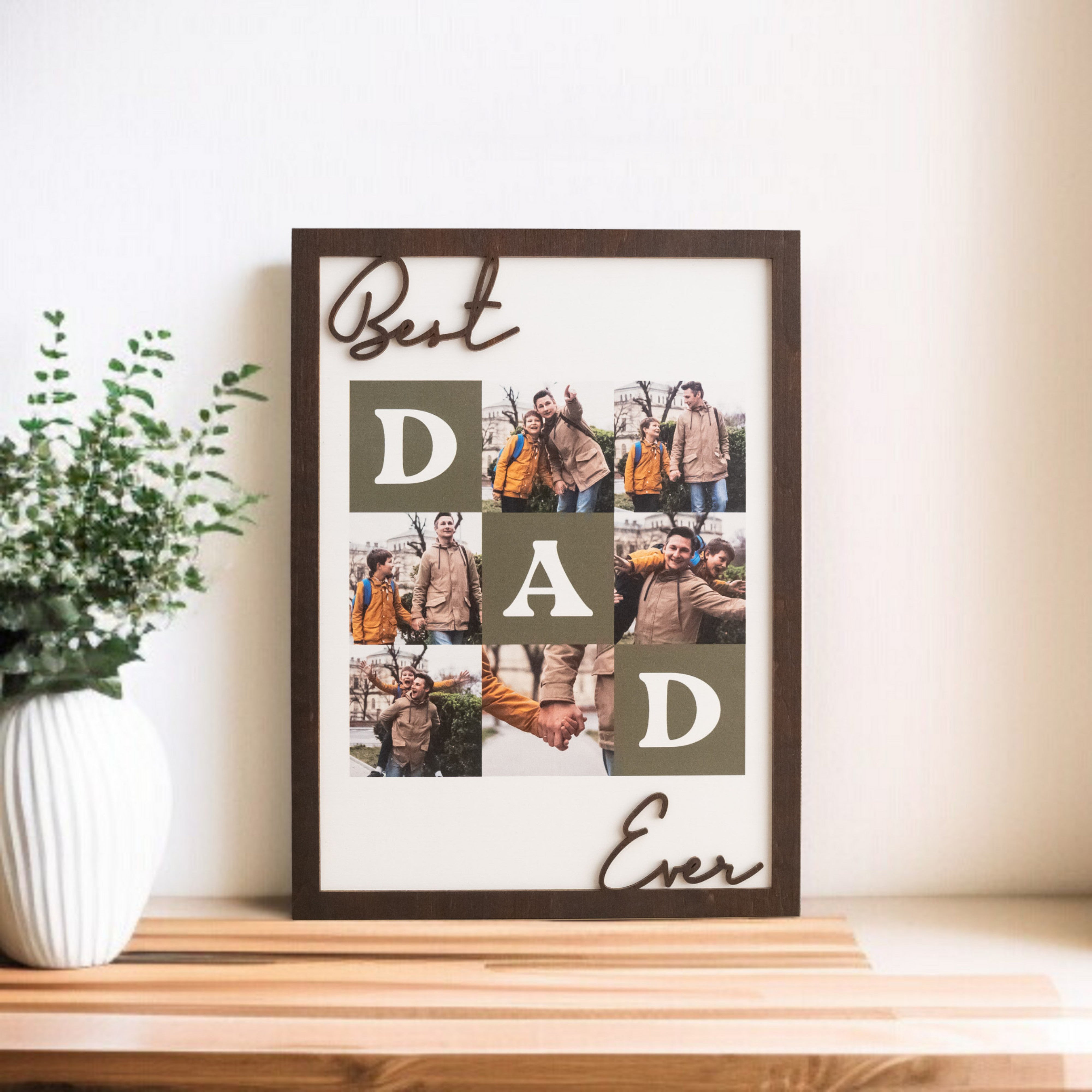 Best Dad Ever Personalized Photo Wooden Frame Fathers Day Gift and Custom Photo Frame Y79