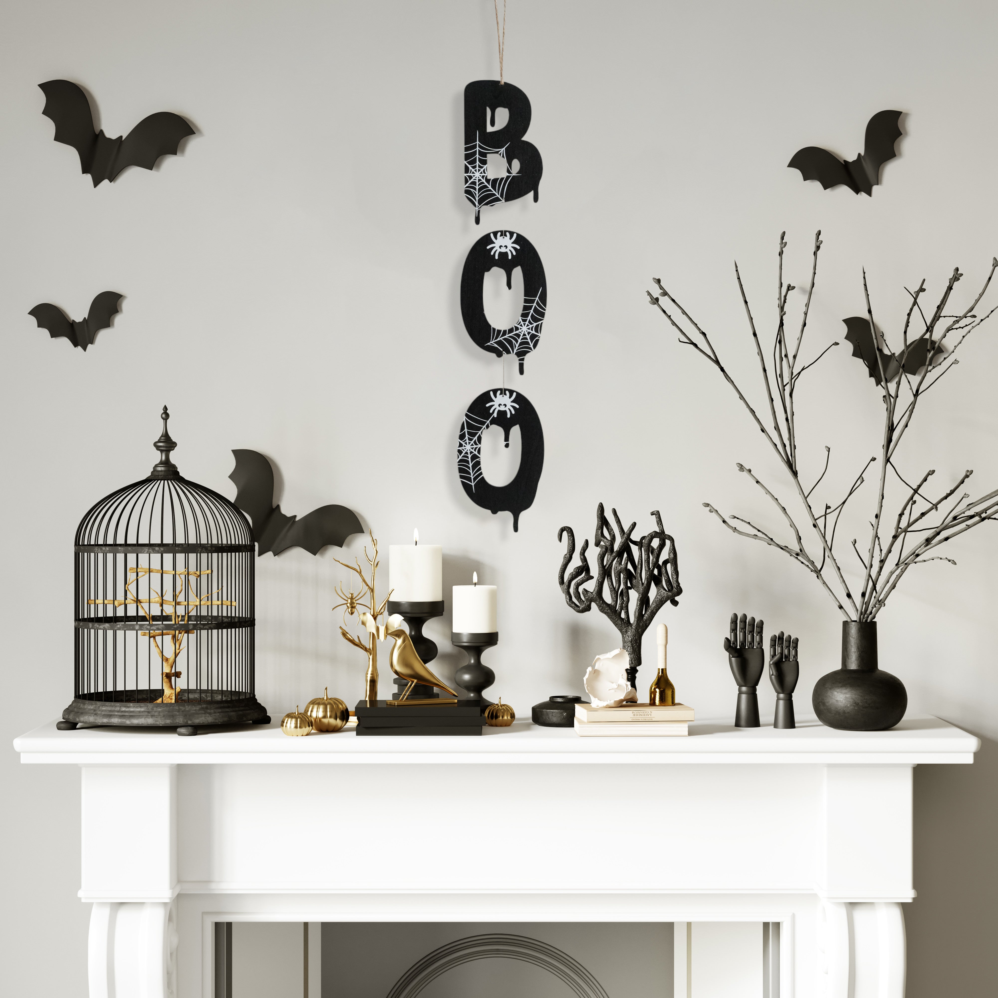 Wooden Boo Halloween Wall Hanging Wood for Boo Wall Decor D10
