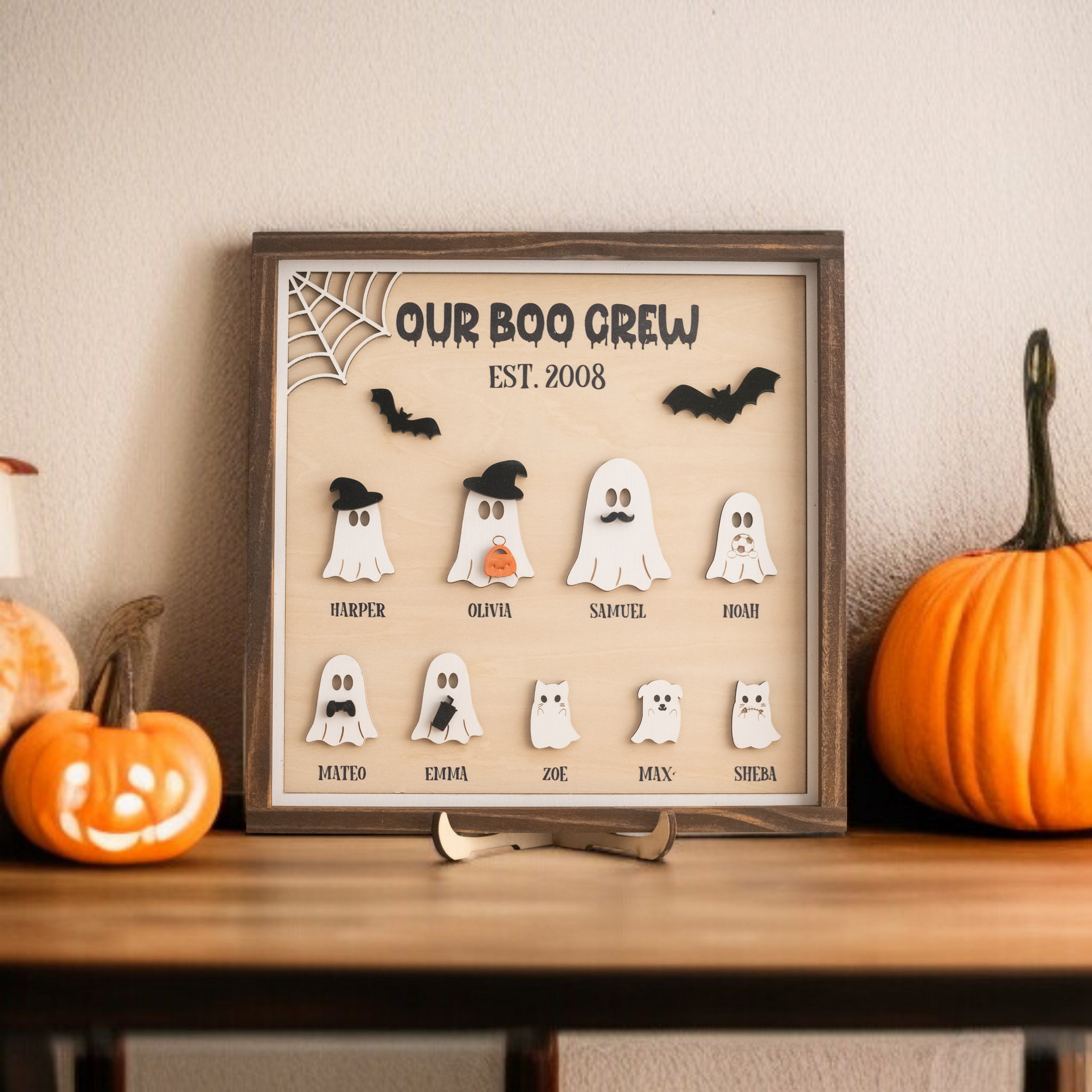 Personalized Halloween Ghost Family Sign Wood Halloween Family Sign D12