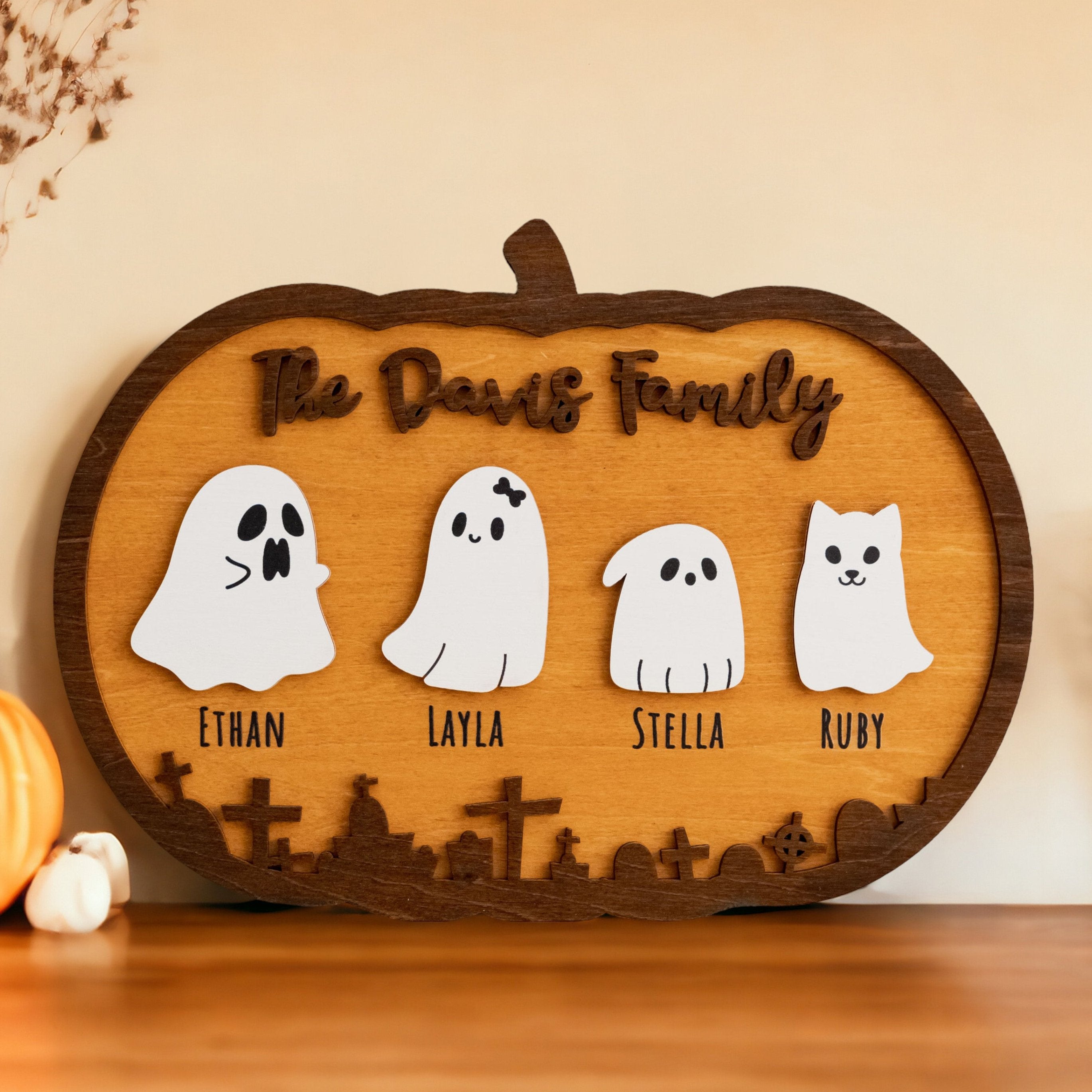 Personalized Wooden Pumpkin for Autumn Table Decor