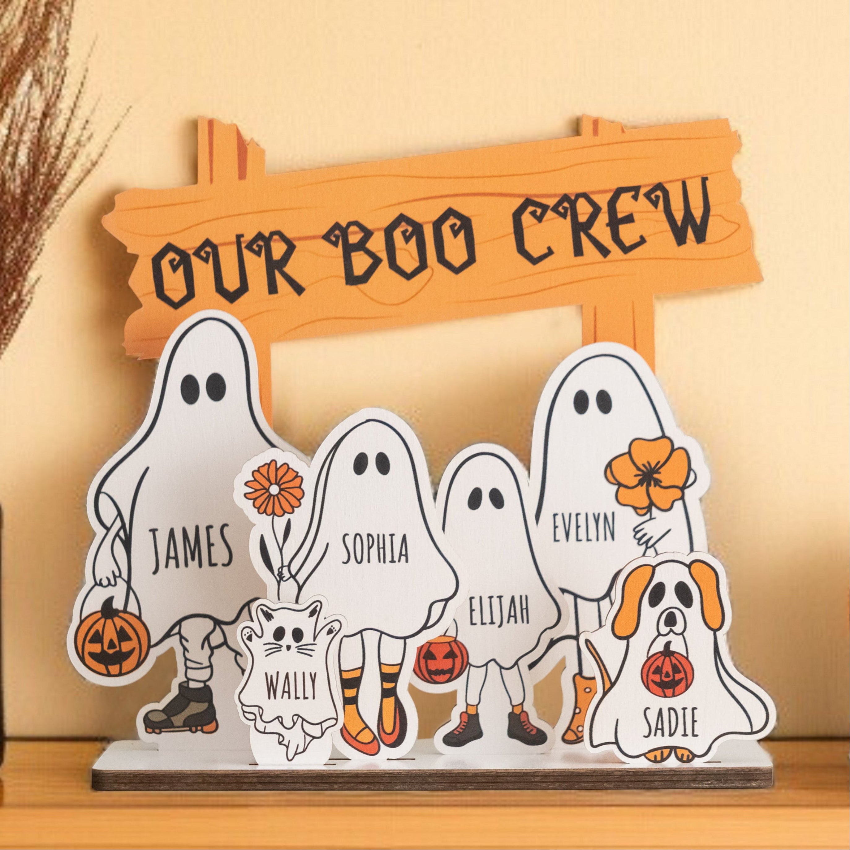 Halloween Boo Crew Wooden Sign for Family Decor D06