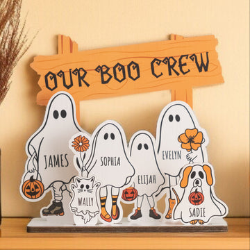 Halloween Boo Crew Wooden Sign for Family Decor D06