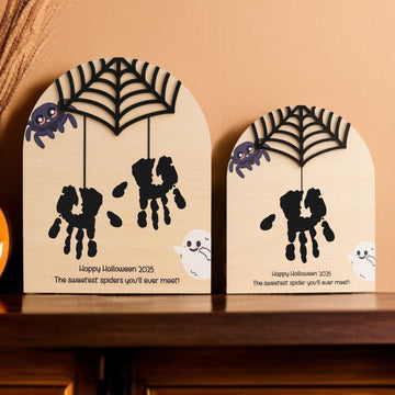 Wooden Halloween Baby Handprint Sign for Baby Keepsake D07