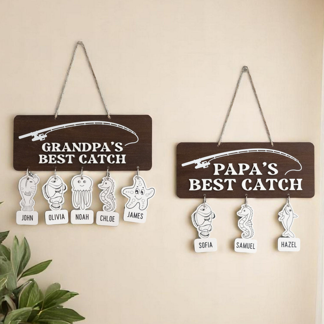 Papas Best Catch Wooden Sign for Fathers Day Gift Y83
