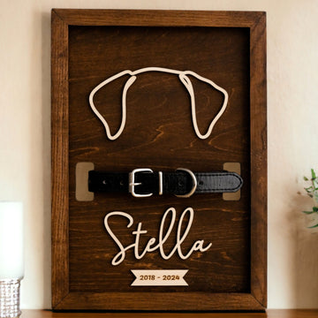Boho Rustic Dog Ear Drawing Framed Art For Memorial Tribute
