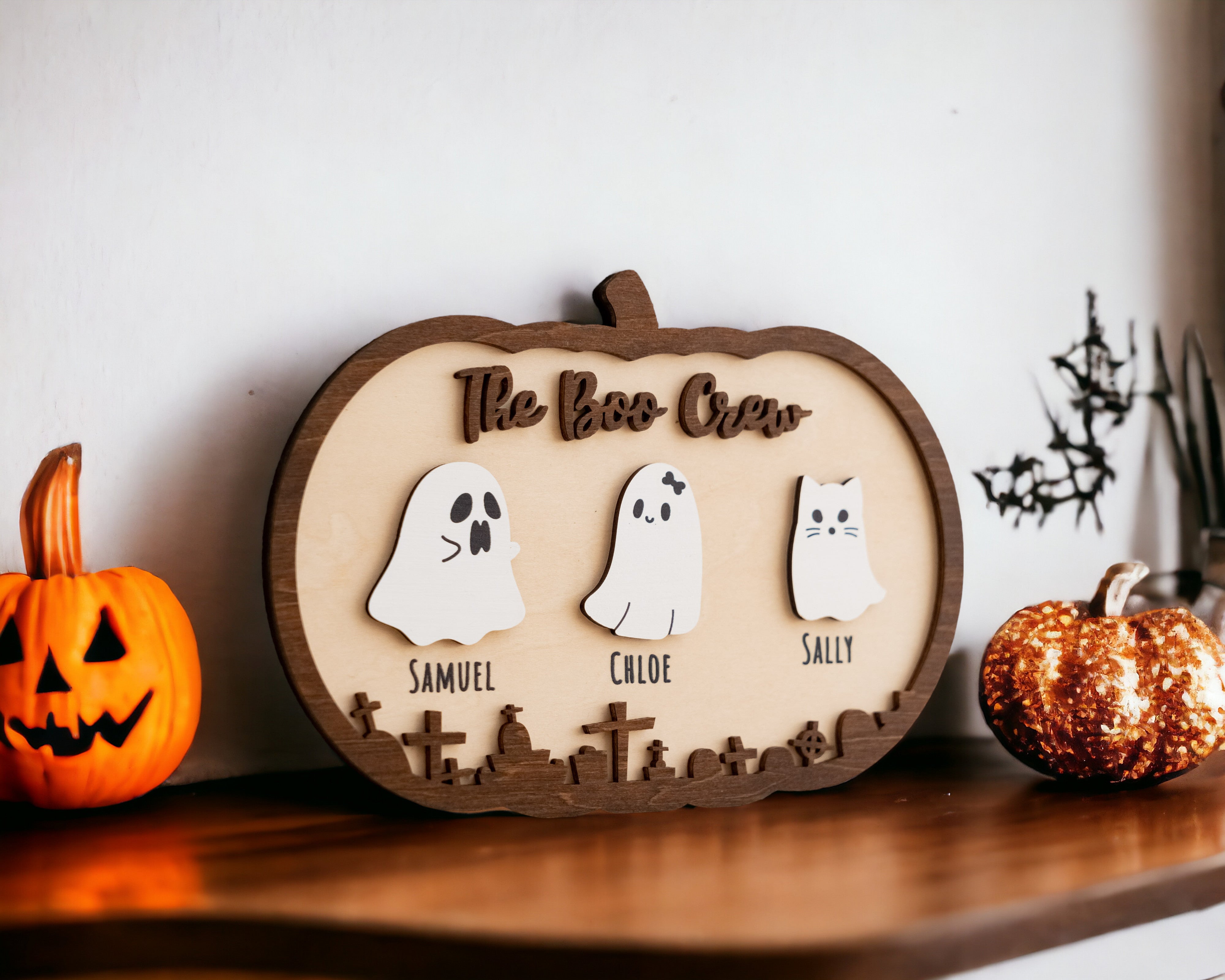 Personalized Wooden Pumpkin for Autumn Table Decor